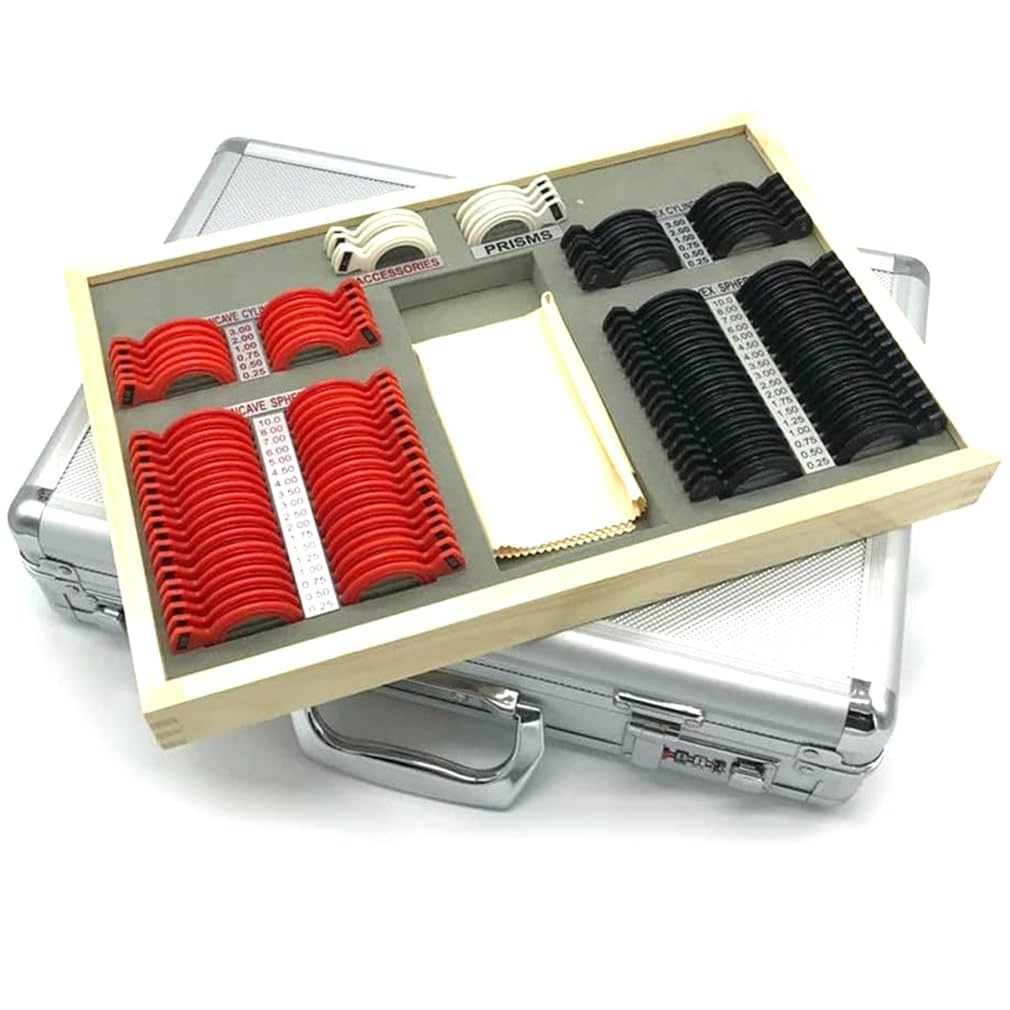 104-Piece Optometry Trial Lens Set with Measuring Glasses & Rimless Frame - Complete Optical Testing Kit for Eye Exams & Vision Correction (Ideal for Optometrists, Ophthalmologists & Eye Clinics)