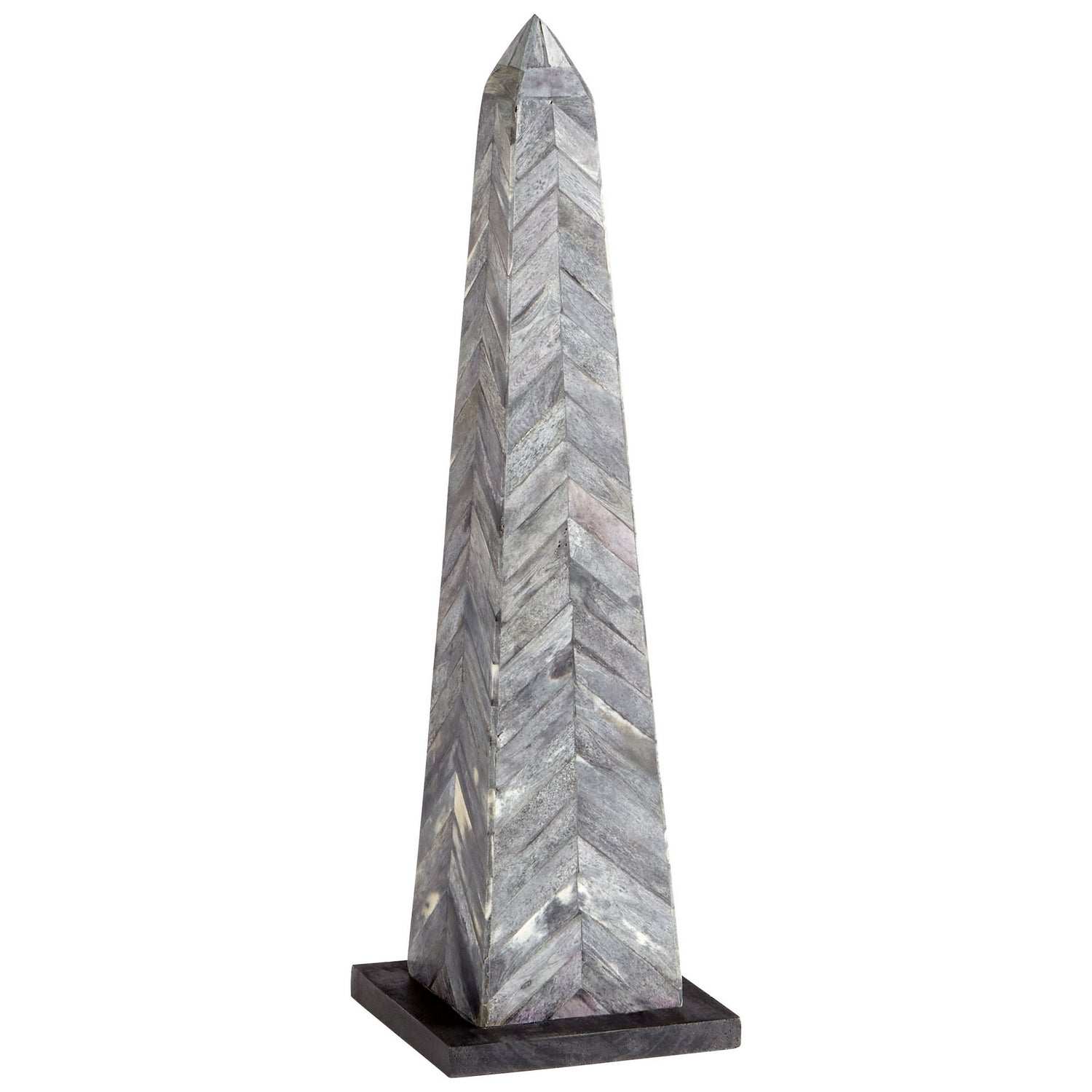 Cyan Design 10190 Herring Obelisk Sculpture - Modern Grey & Black Stone Obelisk Decor for Home, Office & Garden | Elegant Decorative Accent for Living Room, Bookshelf or Outdoor Spaces