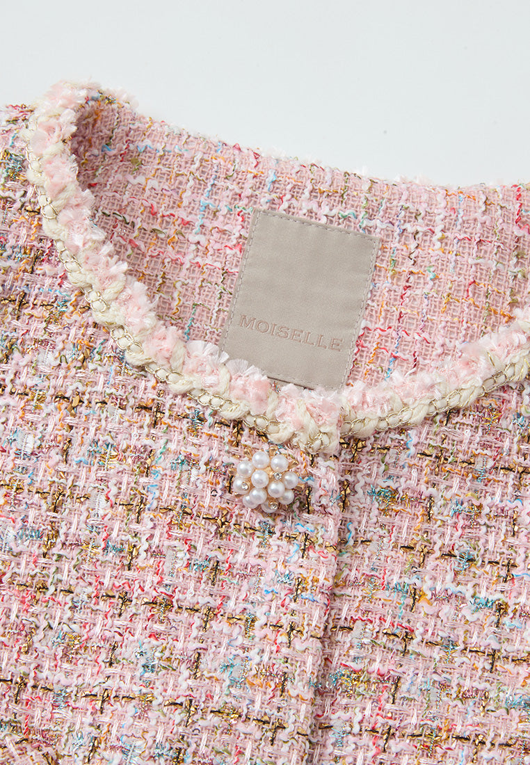 Stylish Lurex Mixed Tweed Checked Embellished Jacket for Women - Perfect for Office Wear, Parties & Special Occasions