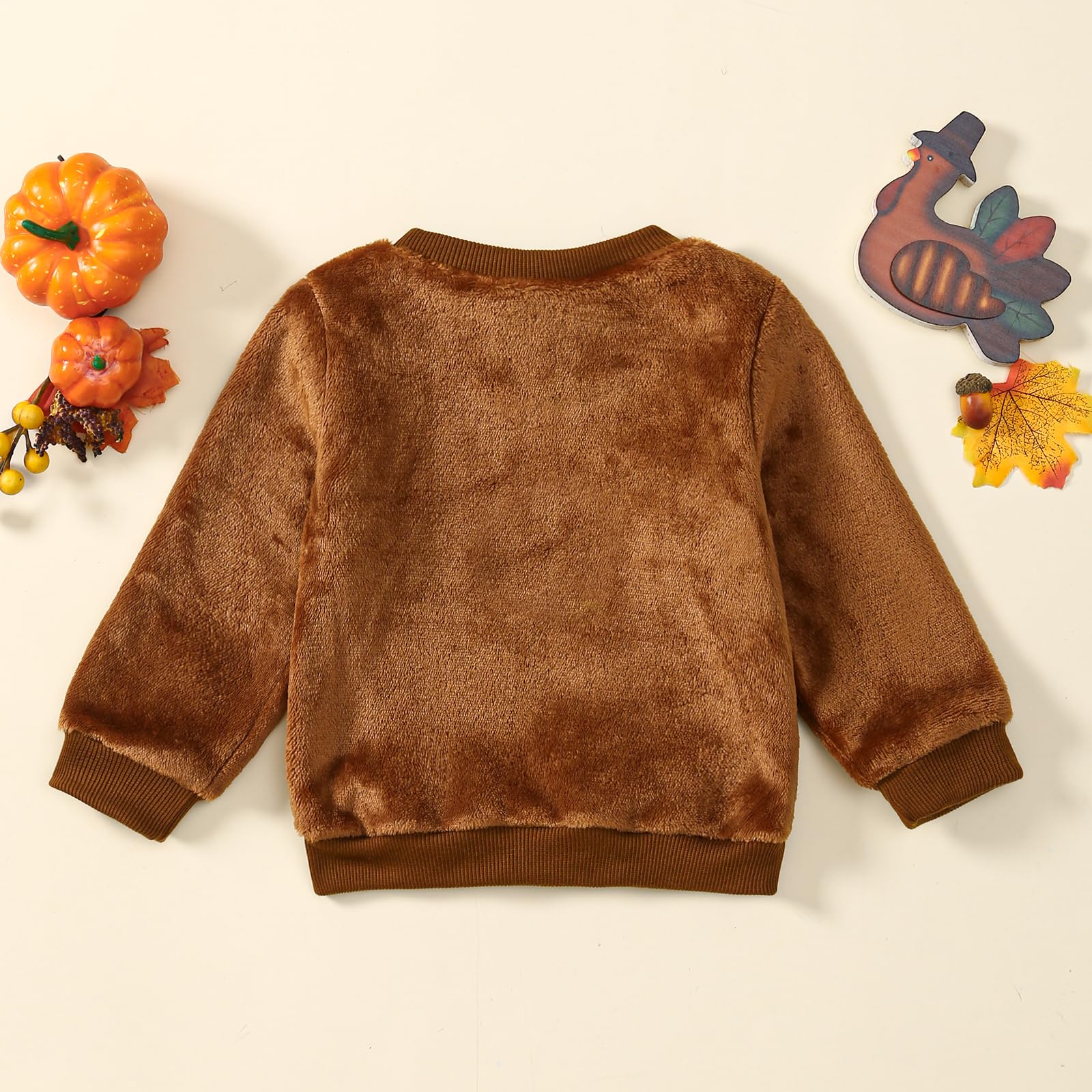 Halloween & Thanksgiving Toddler Outfits for Girls & Boys - Pumpkin & Turkey Print Fuzzy Fleece Sweatshirts | Warm Fall Winter Clothes for Kids | Perfect for Holiday Parties, Family Gatherings & Seasonal Photoshoots