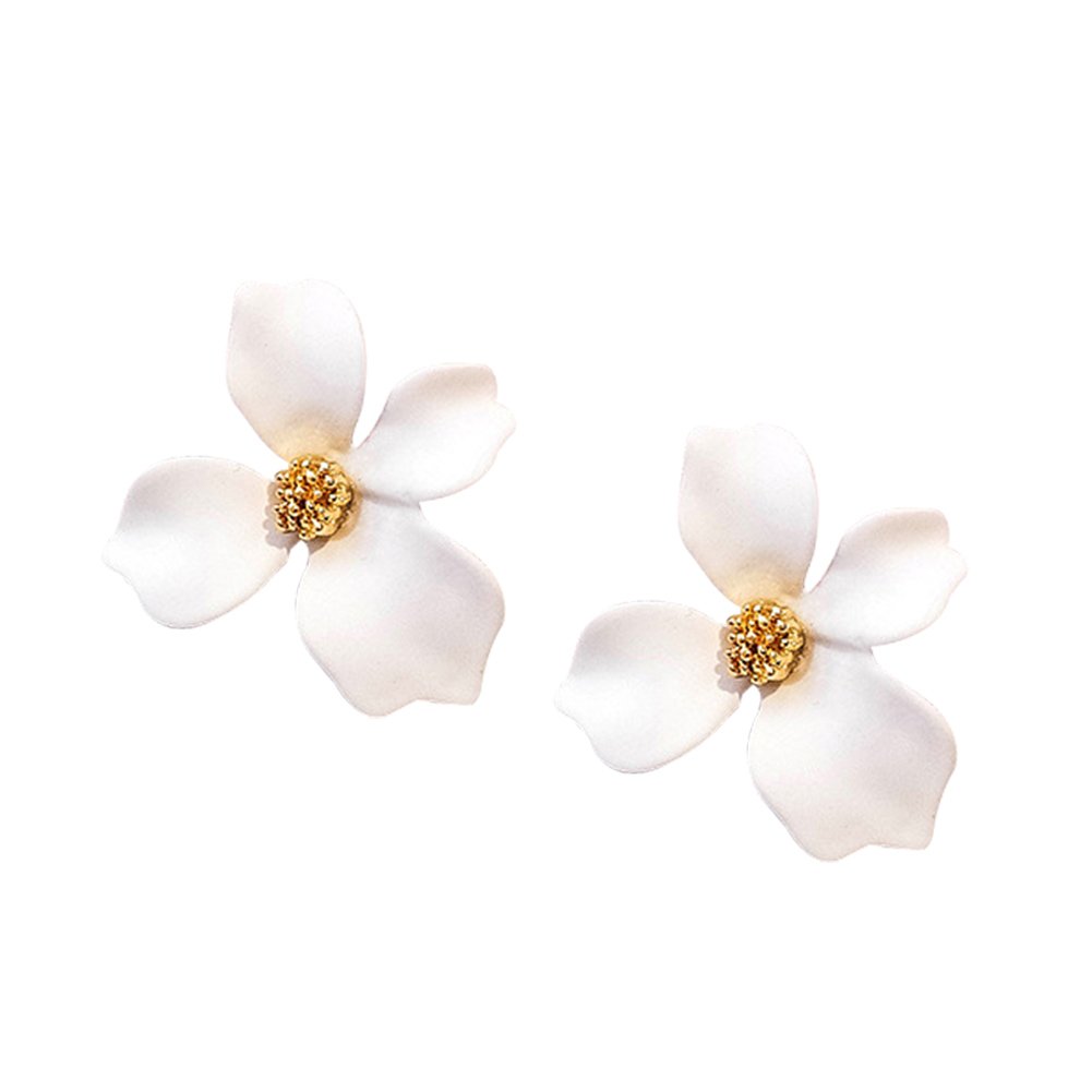 Flower Stud Earrings for Women - Dainty Floral Earrings Set, White Gold Plated Flower Jewelry Gifts for Mom, Daughter, Girlfriend - Perfect for Birthday, Valentine's Day & Everyday Wear