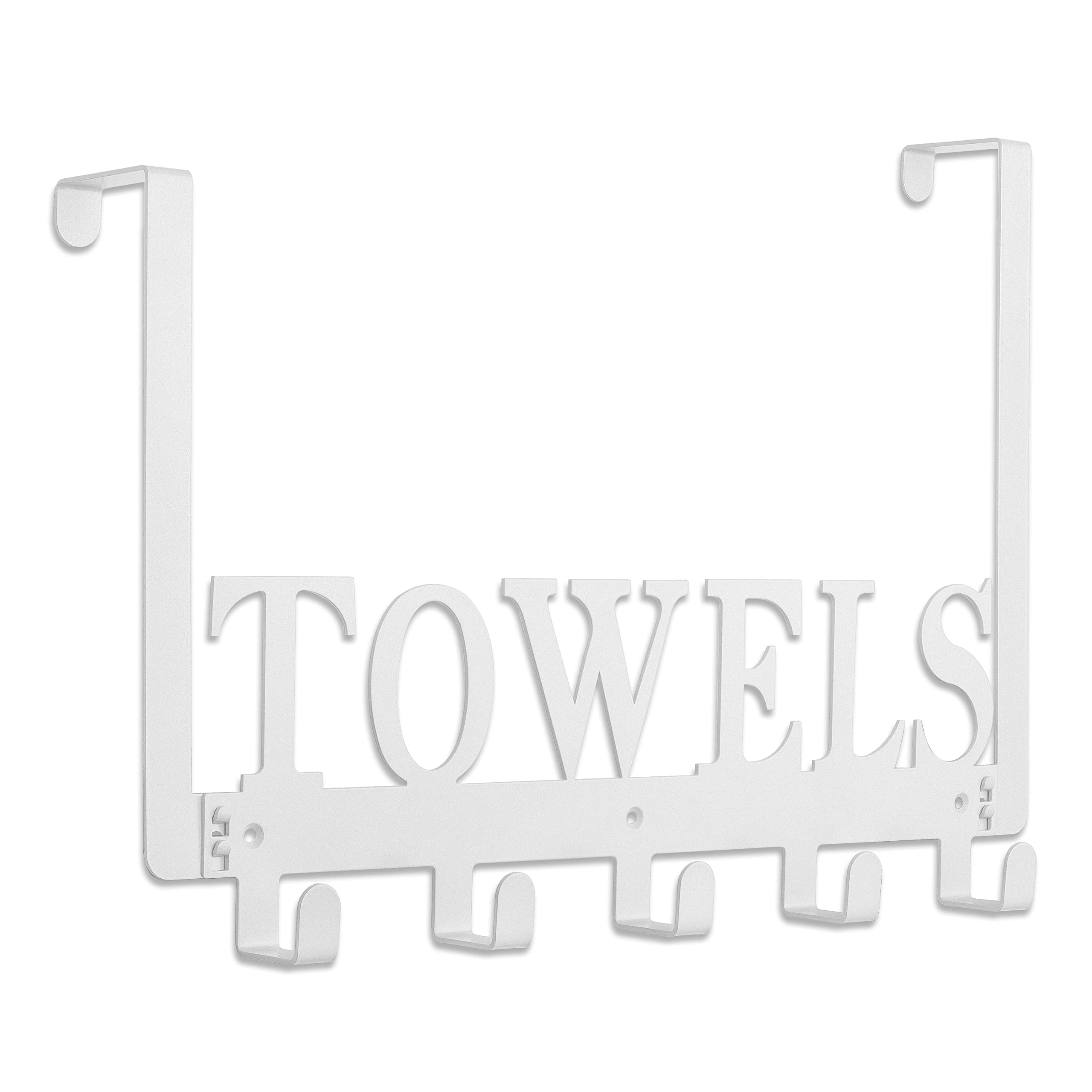 Over The Door Hooks - Heavy Duty Metal Towel Rack for Bathroom, Bedroom, Kitchen - Wall Mount & Door Hanging Organizer for Towels, Robes, Clothes - Perfect for Home, Pool, Beach & Gym Use (Black, Sandblasted Finish)
