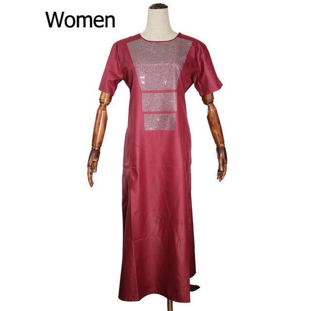 African Couple Matching Outfits - Traditional Long Dresses for Women & Men - Afrocentric Cultural Wear for Weddings, Parties & Special Occasions