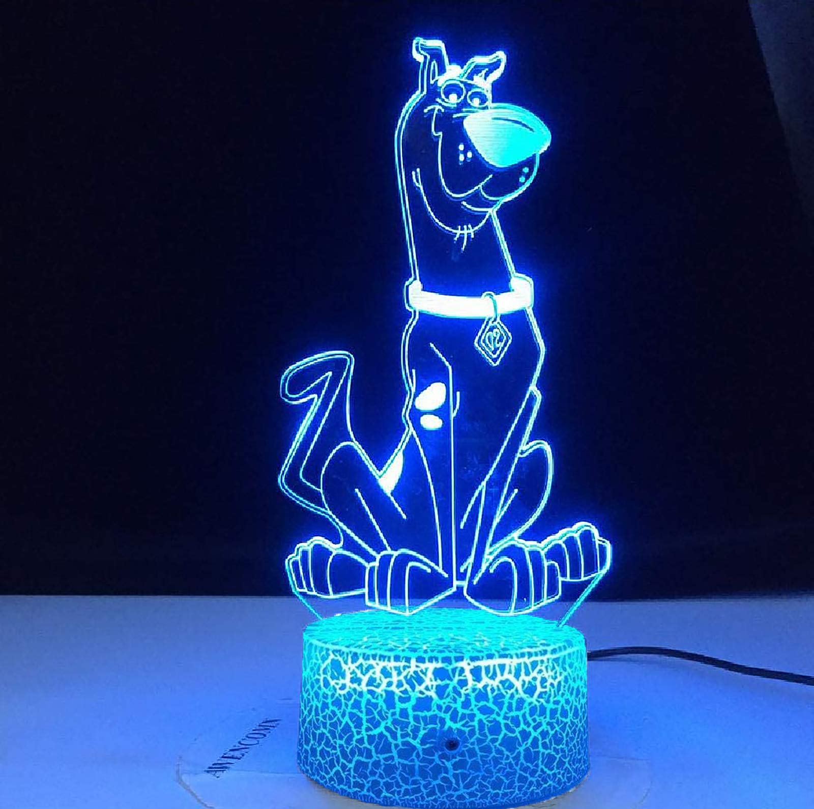 Cute Cartoon Dog Baby Nightlight - 3D LED Touch Sensor Lamp with 7 Color Changing Modes, Perfect for Kids Bedroom & Nursery Decor (White Crack Design)