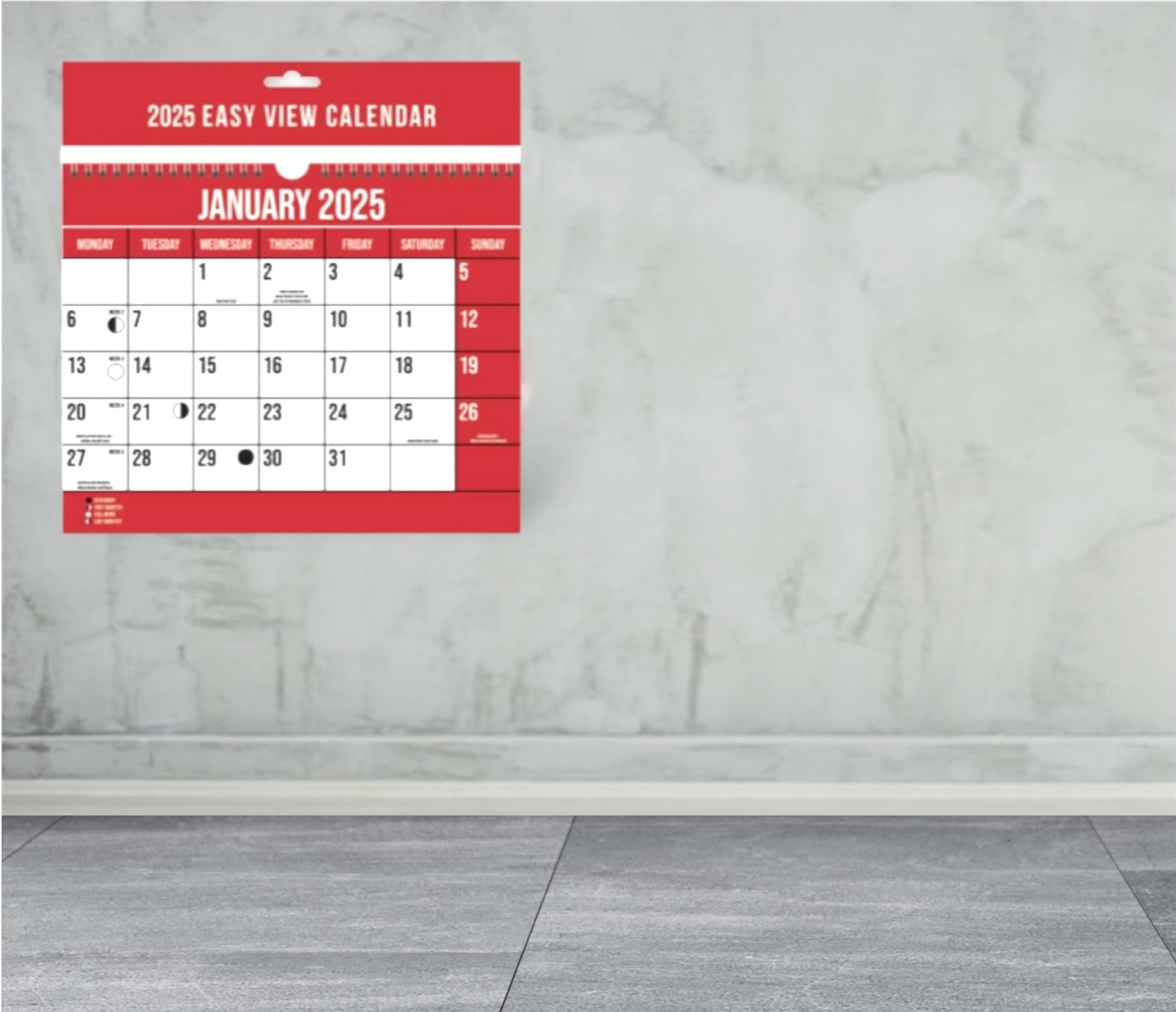 2025 Spiral Bound Wall Calendar - Monthly View Planner for Home, Office & School (Jan-Dec 2025) | Red & Black Design | Perfect for Scheduling, Organization & Productivity