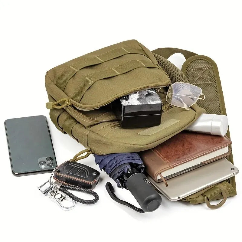 Tactical Military Shoulder Bag - Durable Nylon Chest Sling Backpack for Hiking, Outdoor Camping, Fishing & Trekking - Perfect for Adventure Travel, Survival Gear & Everyday Carry