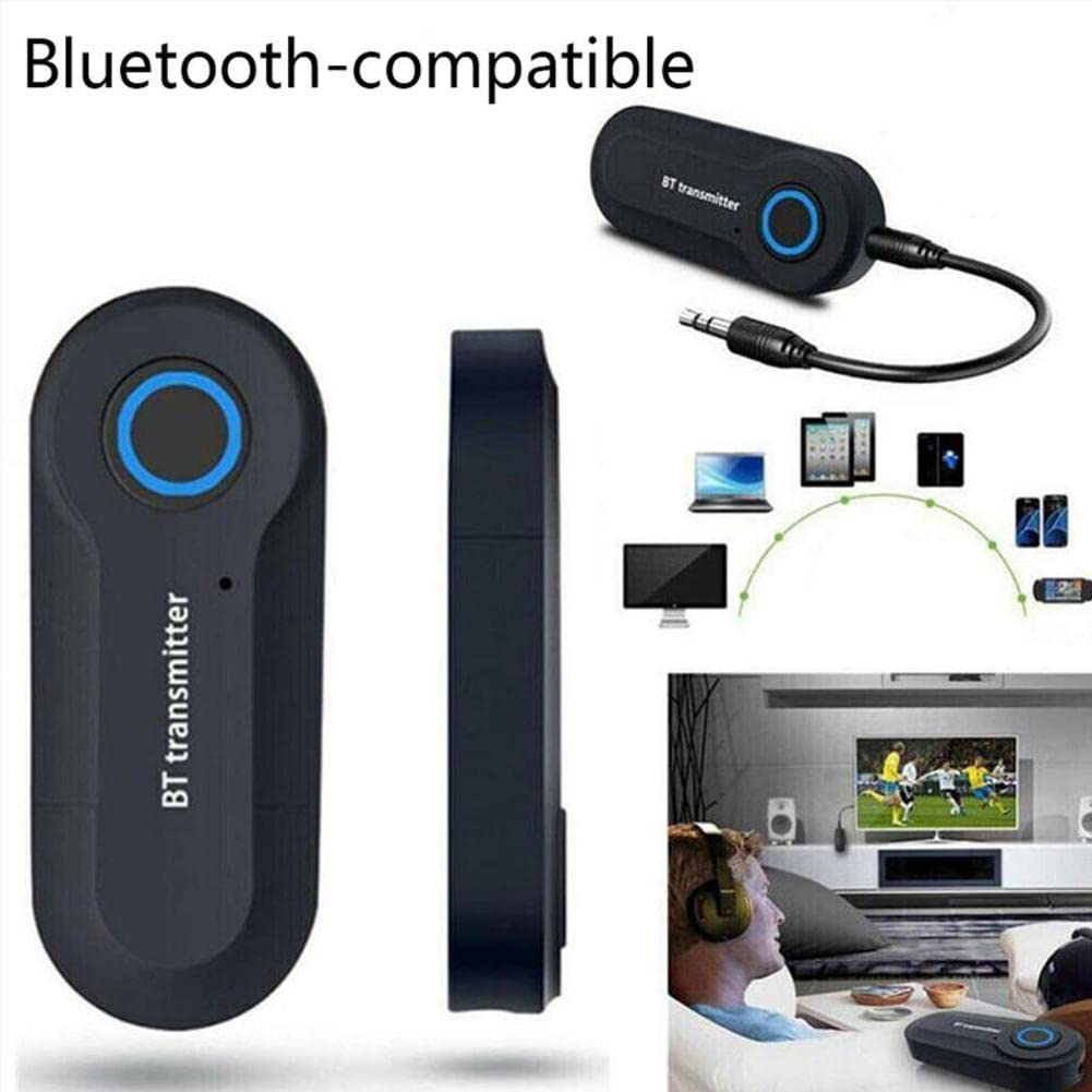 Wireless Bluetooth 5.0 Transmitter for TV, Car, Airplane - Portable Stereo Audio Adapter with 3.5mm & RCA Connections - Compatible with Headphones, Speakers, Home Theater Systems | Perfect for Travel, Gaming & Home Entertainment