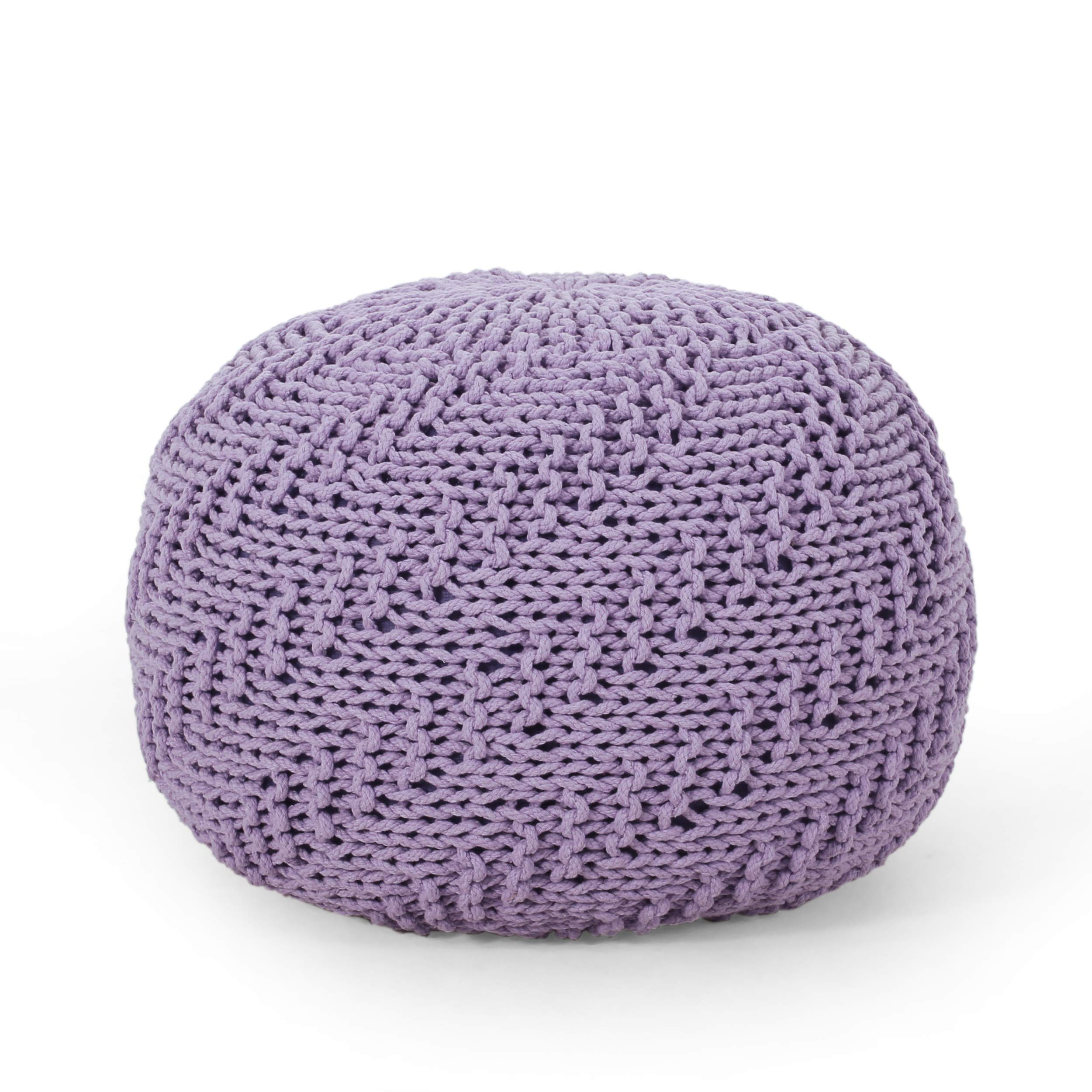 Christopher Knight Home Lavender Pouf Ottoman - Soft & Stylish Footrest, Accent Seating for Living Room, Bedroom, or Nursery - Perfect for Relaxing & Home Decor