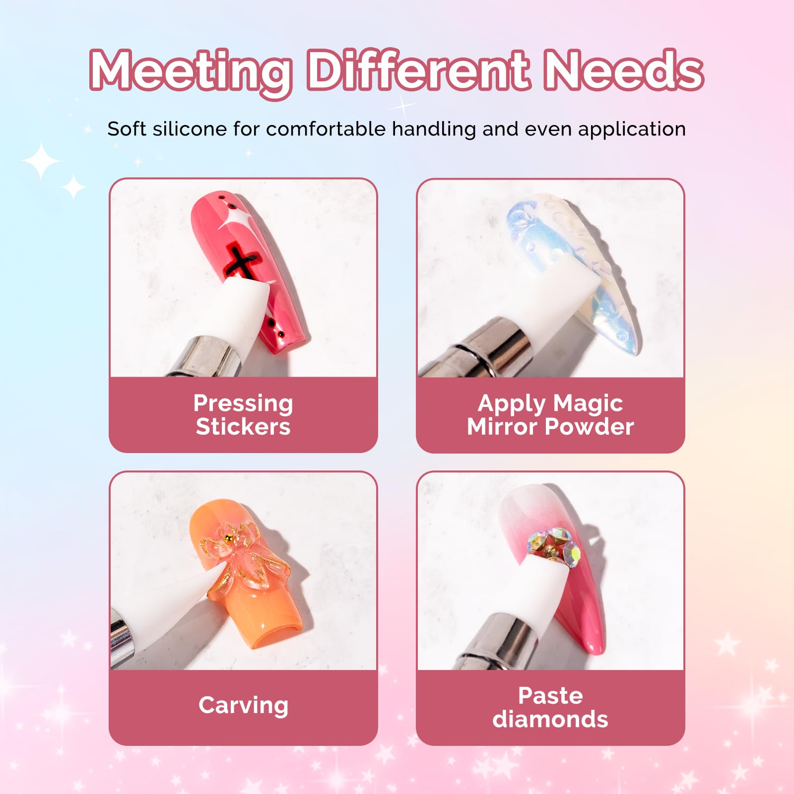 MelodySusie 5-Piece Dual-Tipped Acrylic Nail Art Brushes Set - Professional Nail Foil Carving, Sculpting & Design Tools for Home Salon & DIY Manicures - Perfect for Gel, Resin, and Acrylic Nail Art Applications