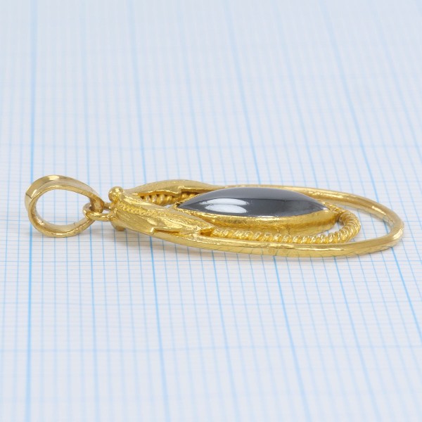 24K Yellow Gold Hematite Pendant Necklace - 4.0g Solid Gold Jewelry for Women - Elegant Gift for Birthday, Anniversary & Special Occasions