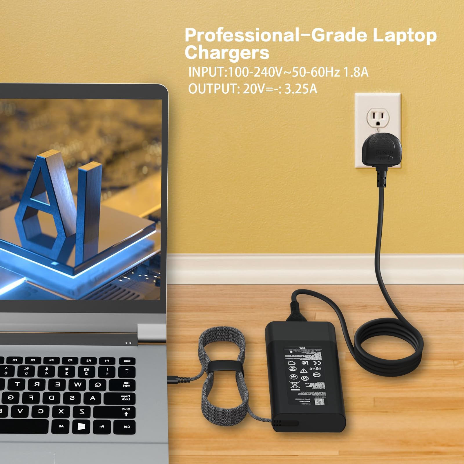 65W USB C Laptop Charger for HP EliteBook X360, Spectre X360, Envy X360 - Fast Charging AC Adapter Power Cord Replacement for HP ProBook, Elite X2, Pavilion, Chromebook | Perfect for Travel, Office & Home Use