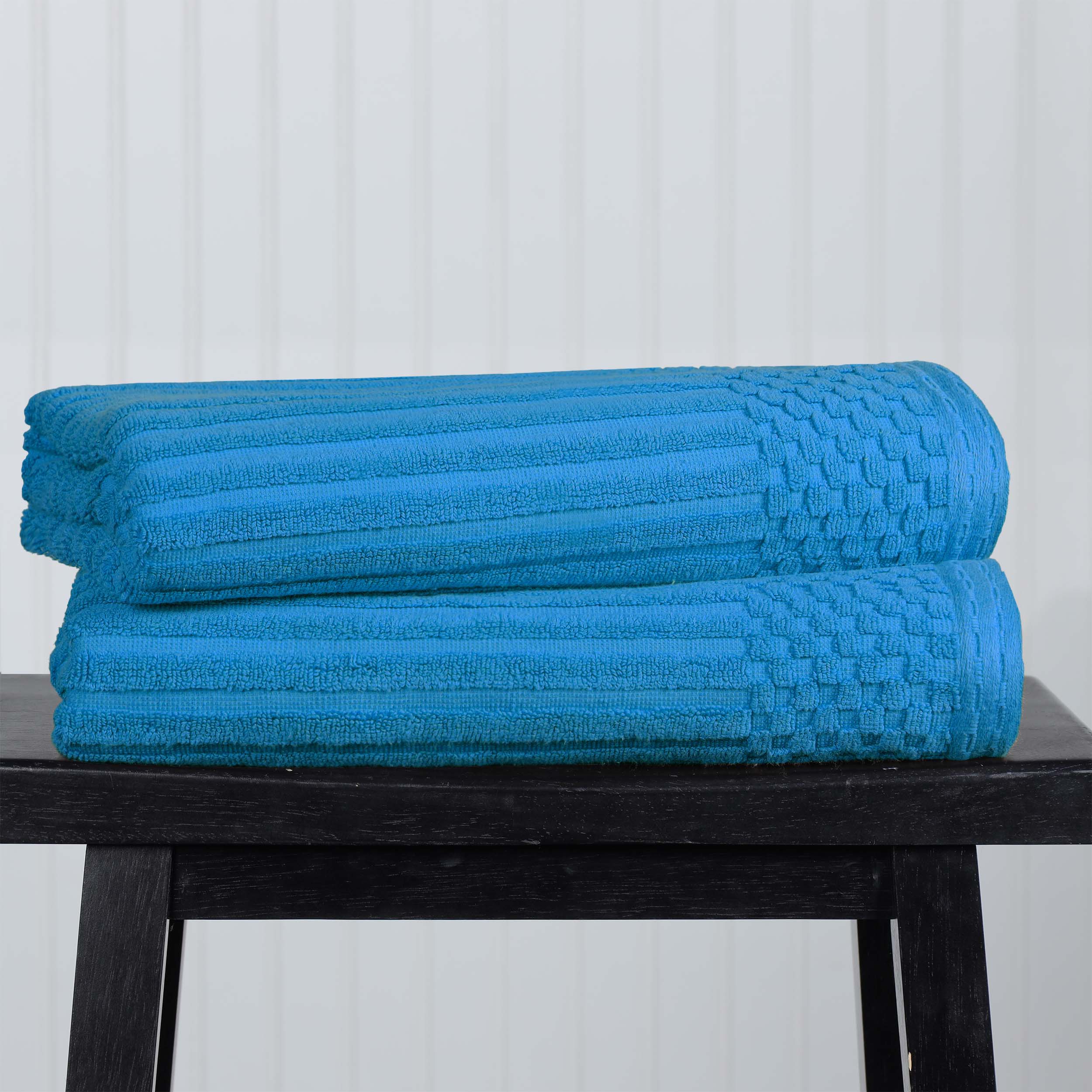 Premium Cotton Ribbed Textured Bath Towel Set - Ultra Absorbent 2-Piece Towel Collection for Spa, Bath & Luxury Home Use