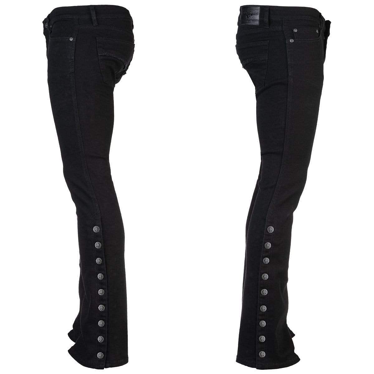 Wornstar Hellraiser Side Button Jeans for Men - Black Distressed Denim Pants with Unique Side Button Design | Perfect for Casual Wear, Street Style & Rocker Fashion