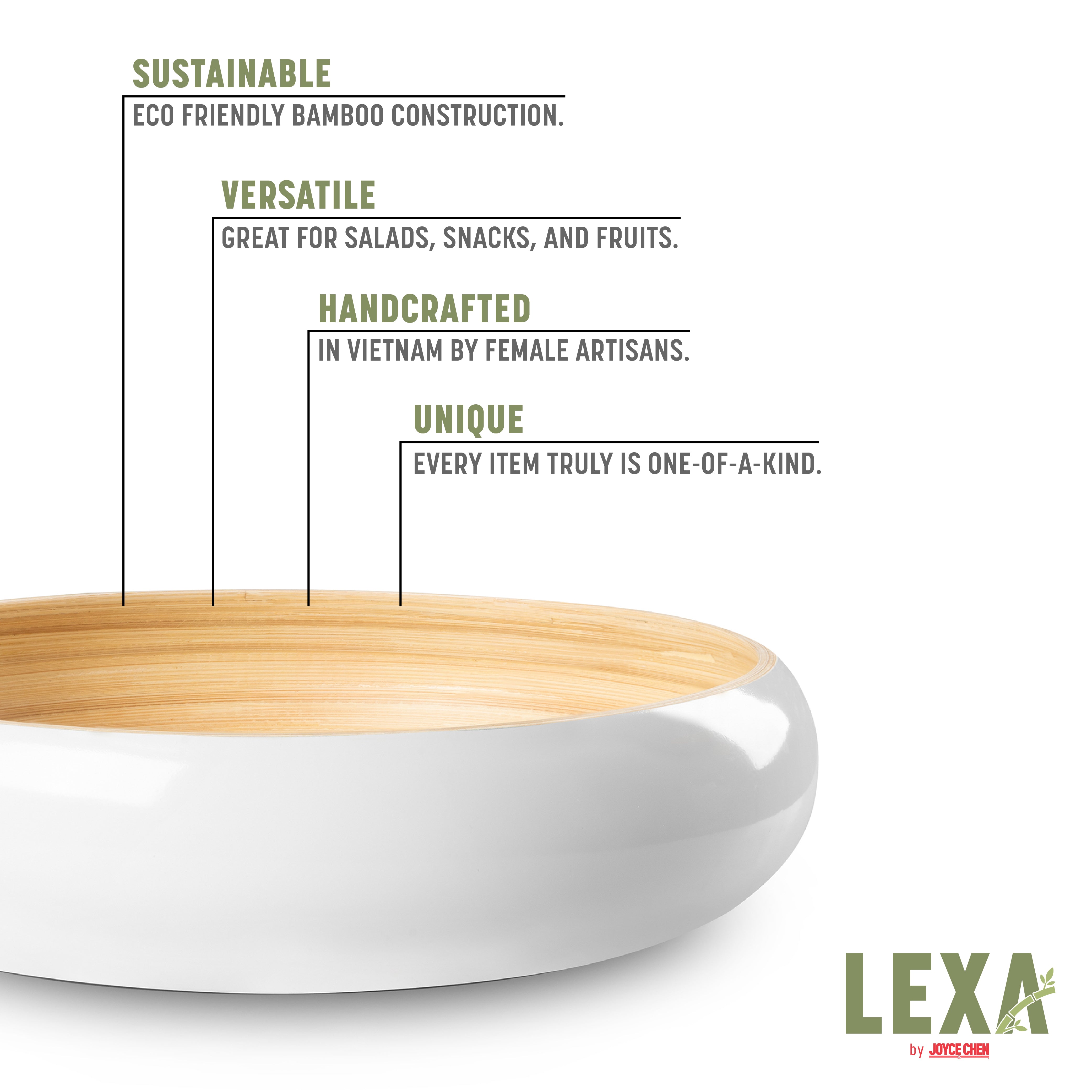 Lexa 12-Inch Bamboo Fruit Bowl – Eco-Friendly, Durable & Stylish Serving Bowl for Fresh Fruits, Snacks & Kitchen Decor