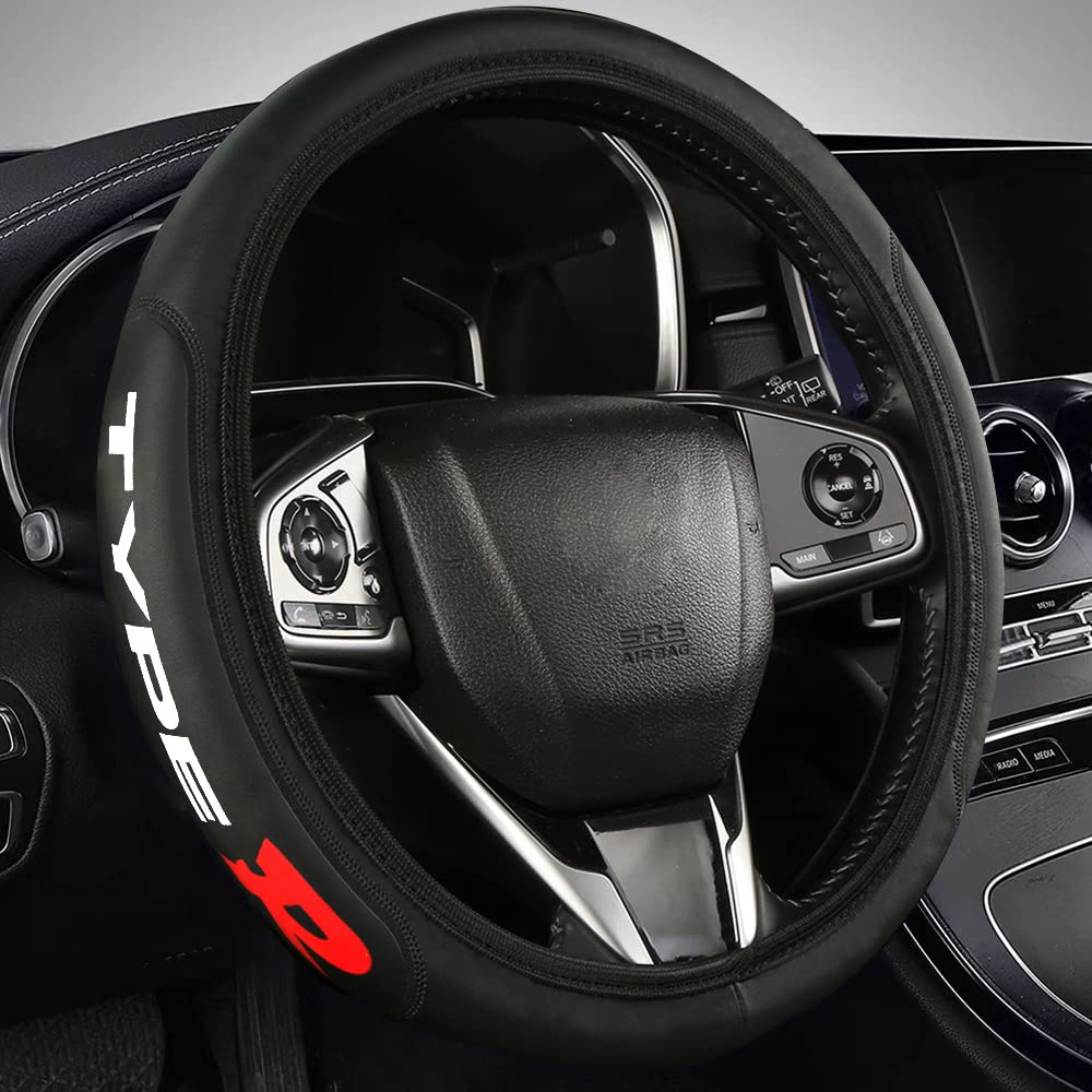 Genuine Leather Steering Wheel Cover for Honda Civic Type-R - Universal Fit, Non-Slip Grip, Comfortable Driving - Perfect for Daily Commute & Road Trips