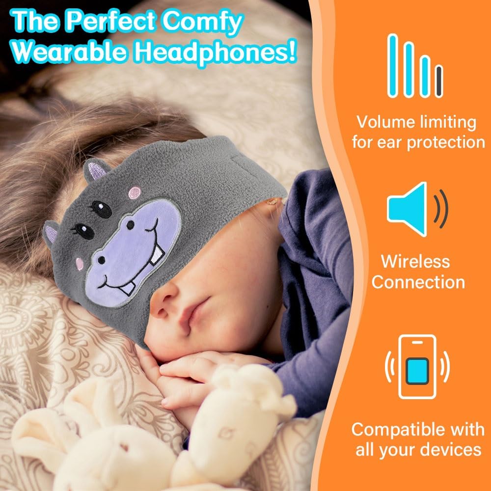 Wireless Kids Headphones for Children & Toddlers - Over Ear Headphones with Thin Speakers & Ultra Soft Fleece Headband (Fox Design) - Perfect for Online Learning, Travel, and Home Use