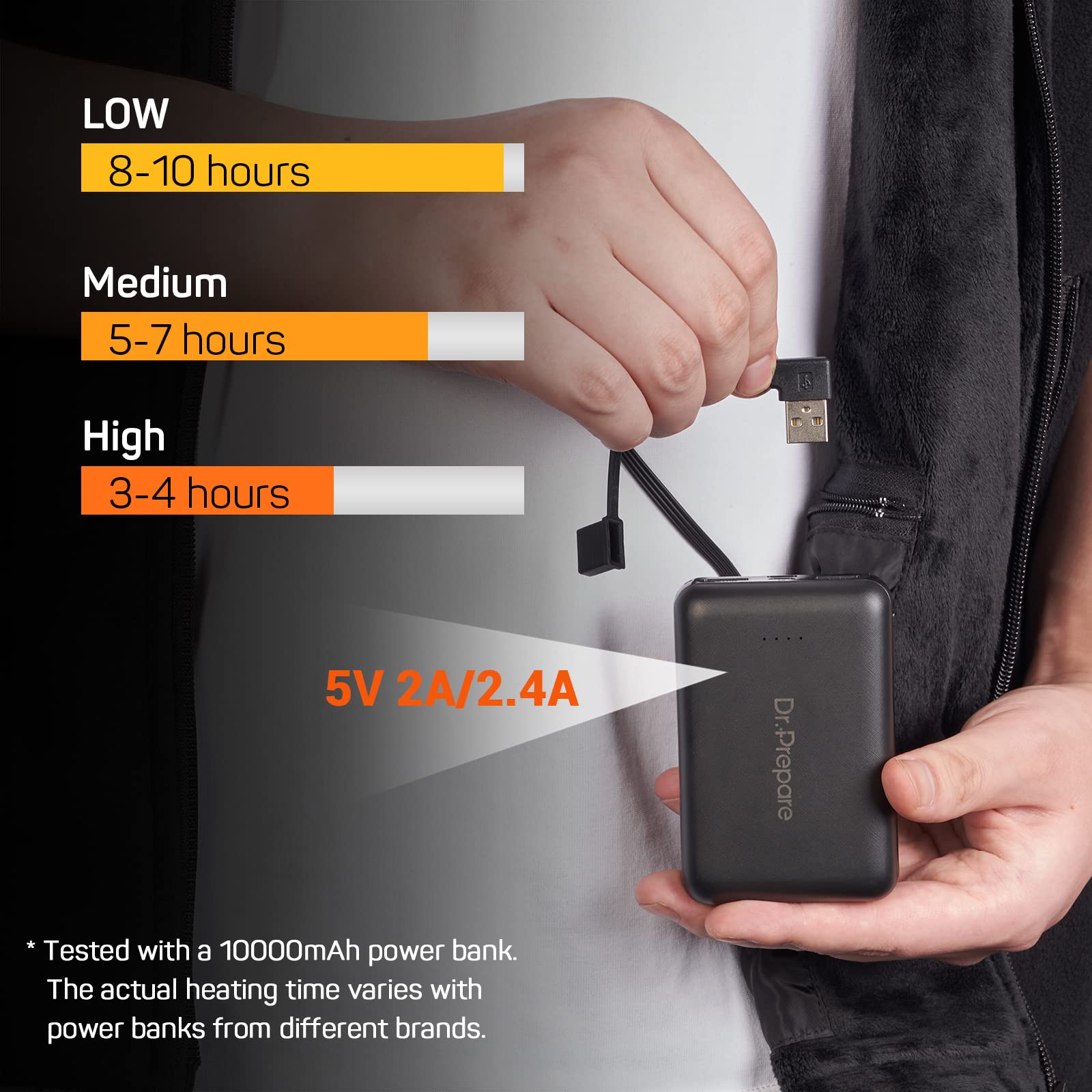 DR.PREPARE Heated Vest for Men & Women - Adjustable Electric Heating Jacket with 3 Temperature Settings & Multiple Heating Zones (Battery Not Included) | Perfect for Outdoor Winter Activities, Camping, Hiking & Cold Weather Work