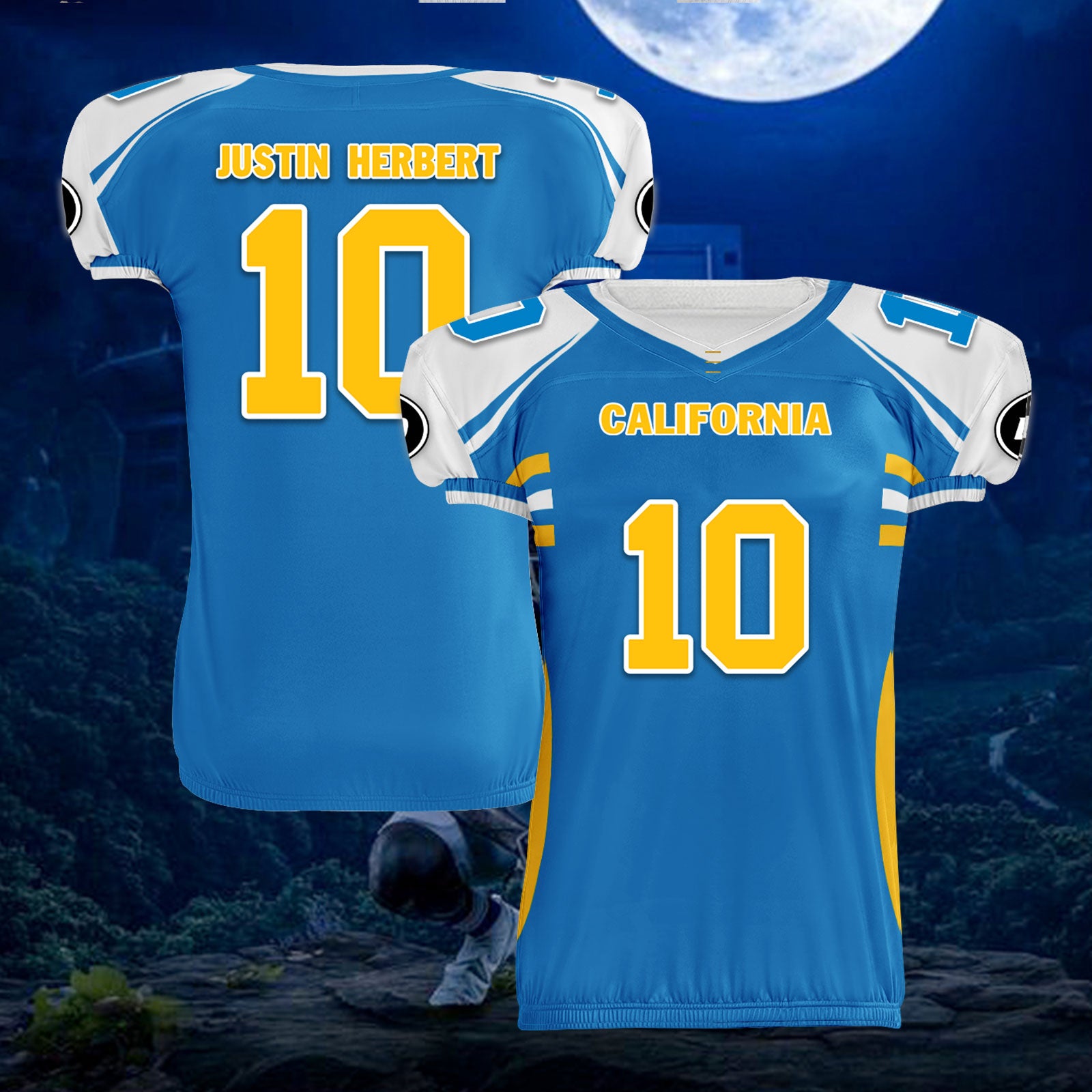 Custom Blue & White California High Performance American Football Jersey - FBJ06 D023001 Size 22 - Perfect for Game Day, Team Sports & Fan Gear