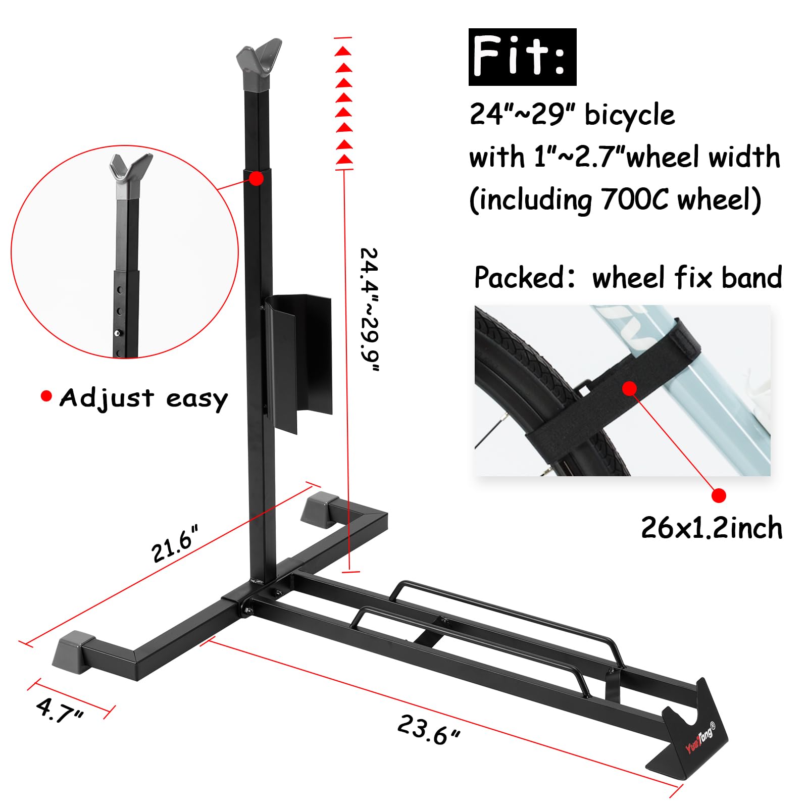 Vertical Bike Stand for Indoor & Garage Storage - Heavy Duty Upright Bicycle Rack for MTB, Road Bikes, Women's Bikes & E-Bikes - Space Saving Bike Organizer for Home, Apartment & Workshop Use