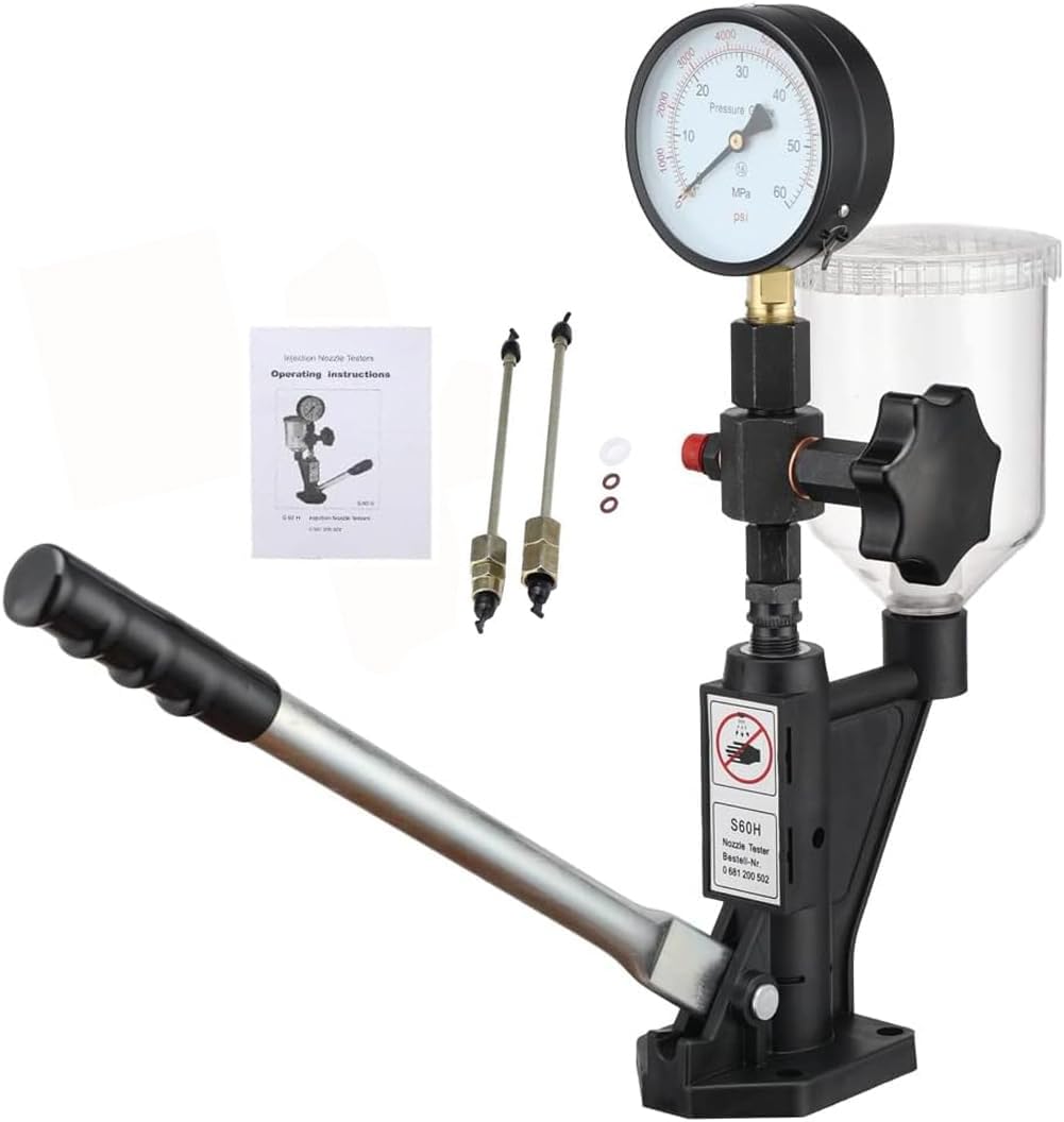 600Bar Diesel Injector Tester 8700PSI - Dual Scale Gauge for Adjusting & Testing Diesel Fuel Injector Nozzle Pop Pressure - Perfect for Automotive Repair Shops & Diesel Engine Maintenance