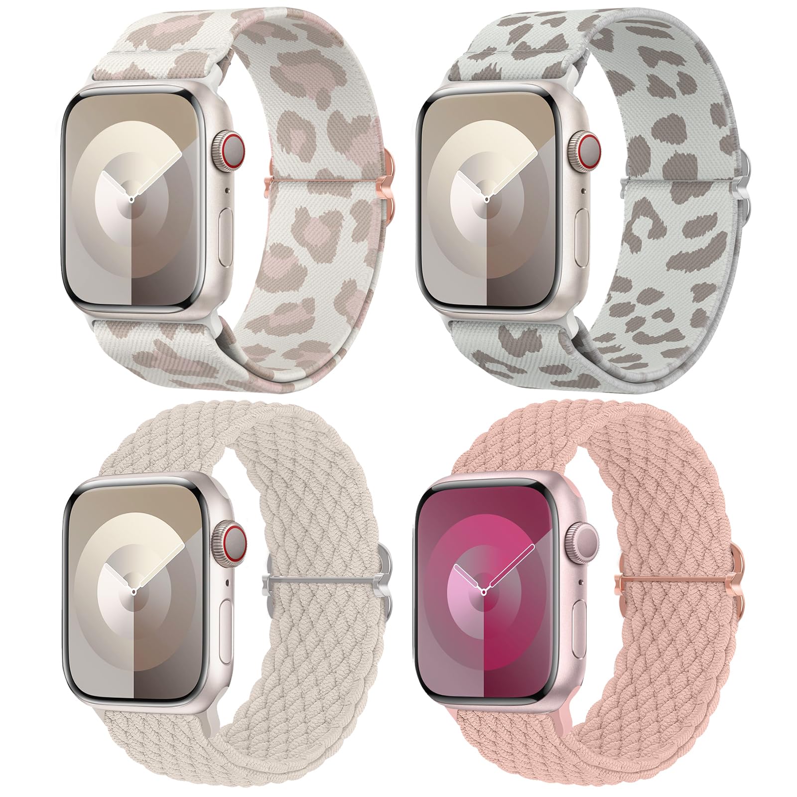 Delidigi Stretchable Nylon Braided Apple Watch Bands for Women - Compatible with iWatch Series 10/9/8/7/6/SE/5/4/3 & Ultra/Ultra 2 (38mm/40mm/41mm/42mm/44mm/45mm/46mm/49mm) - Perfect for Workouts, Running & Everyday Wear
