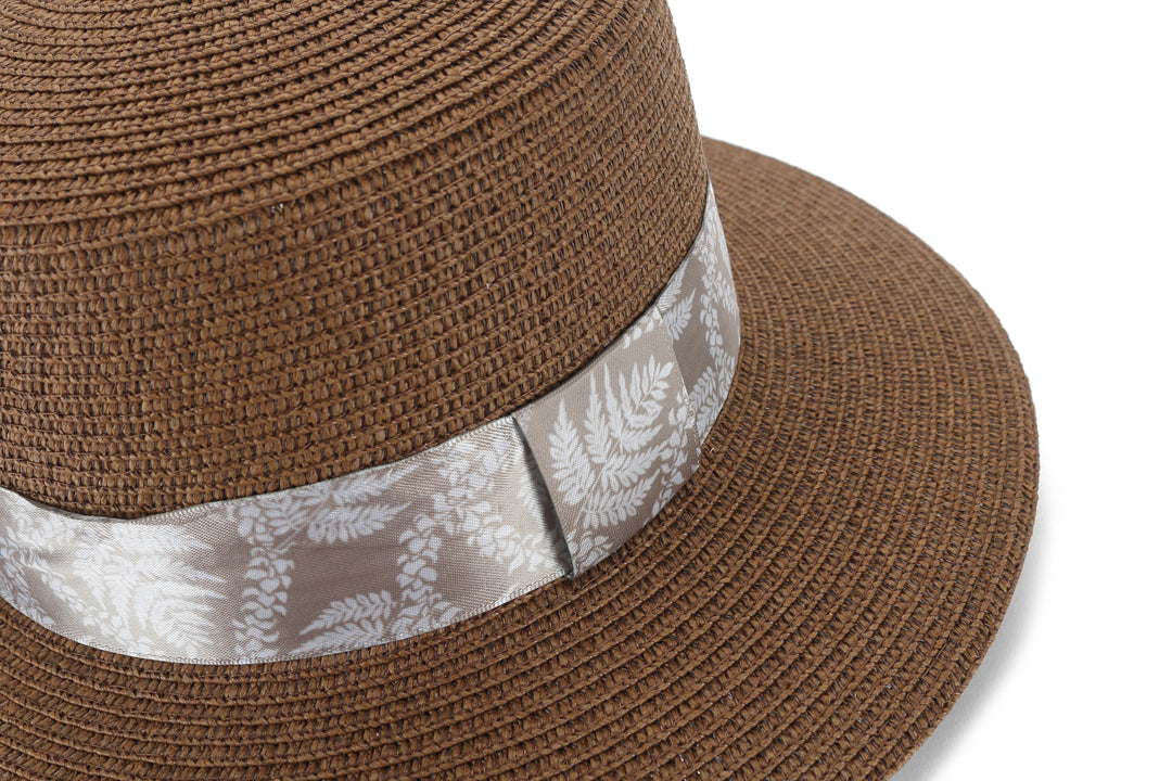Dark Brown Fern Lei Hat - Stylish Lily Hat for Women - Perfect for Beach, Luau, and Summer Parties