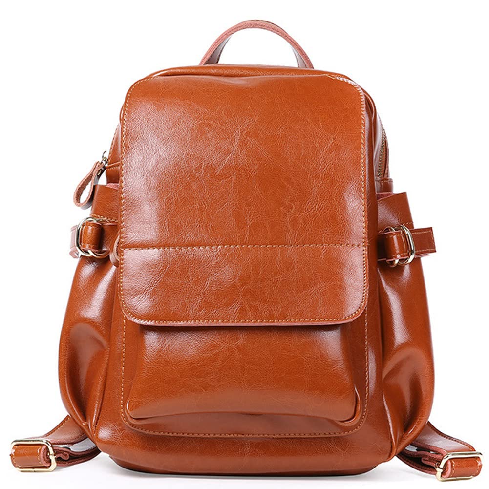 Genuine Leather Backpack for Women - Large Capacity Vintage Shoulder Bag, Stylish Daypack & Travel Purse for Work, School, College and Outdoor Adventures