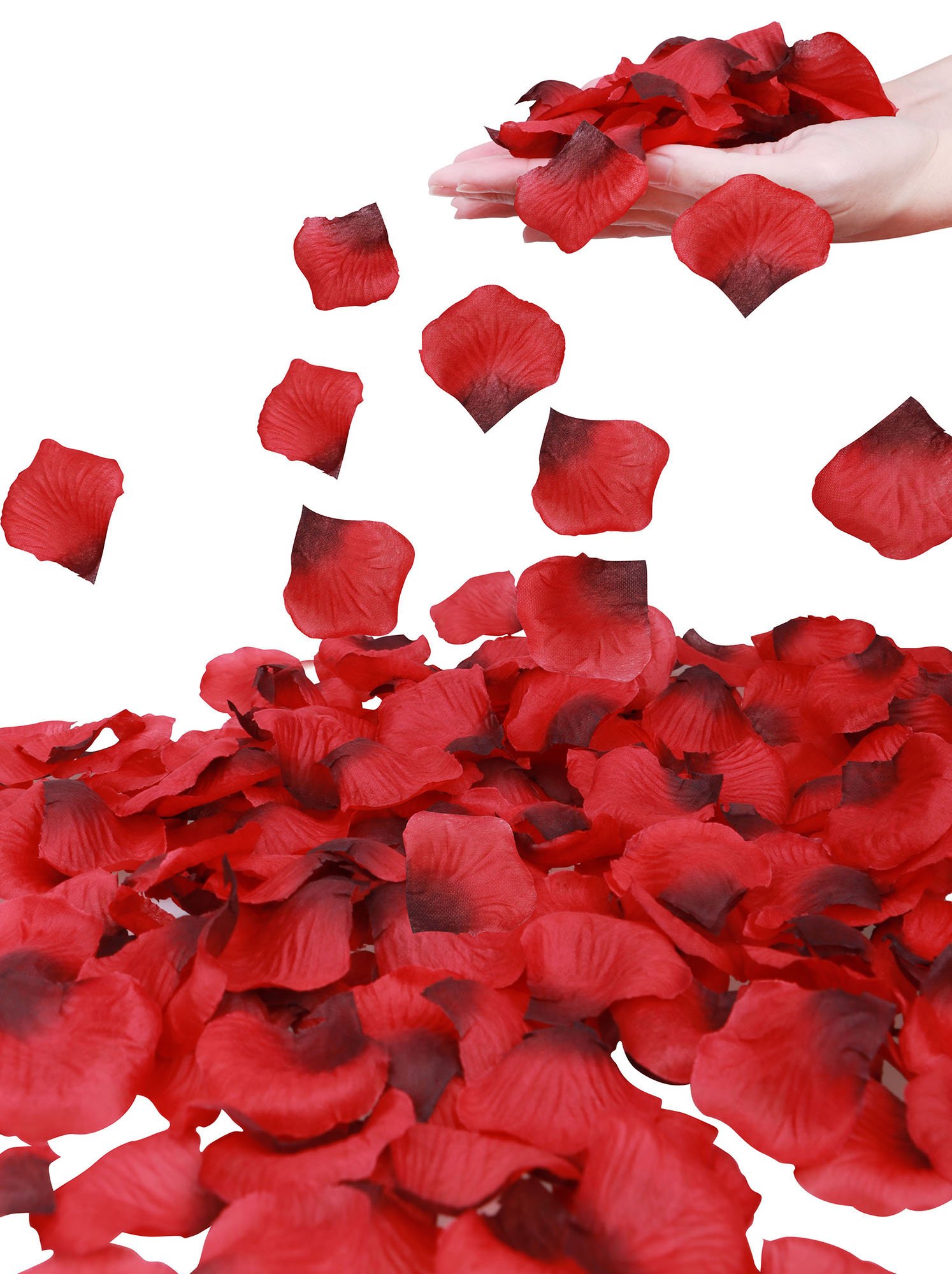 Premium Silk Red Rose Petals - Realistic Faux Flower Petals for Weddings, Valentine's Day & Romantic Nights - Decorative Floral Petals for Bath, Table Scatter & Wedding Aisle Decor