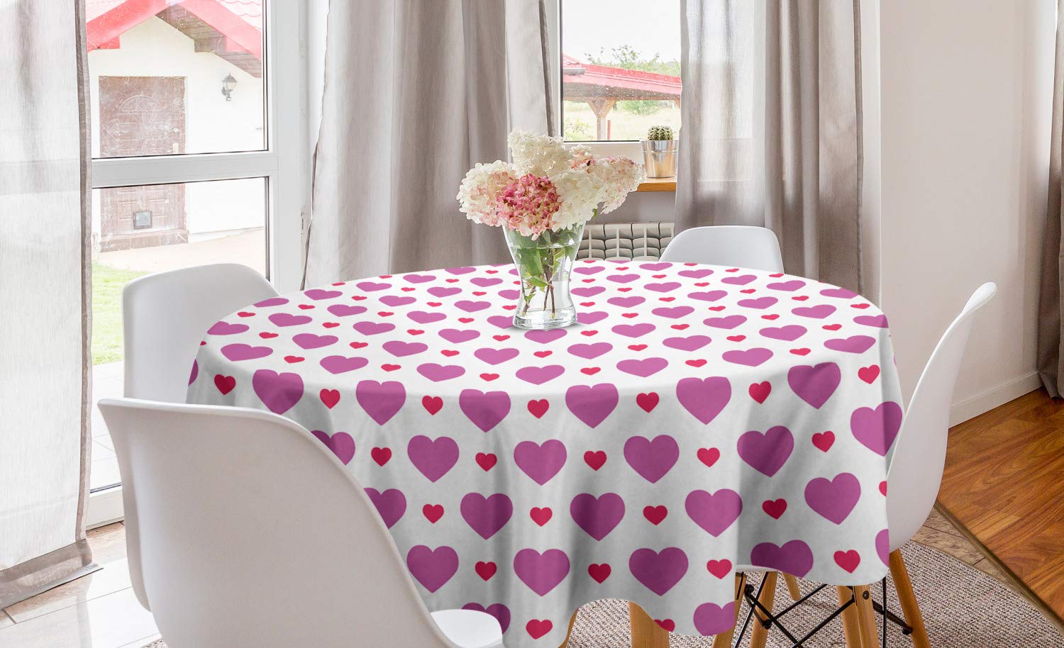 Ambesonne Valentine's Day Round Tablecloth 60