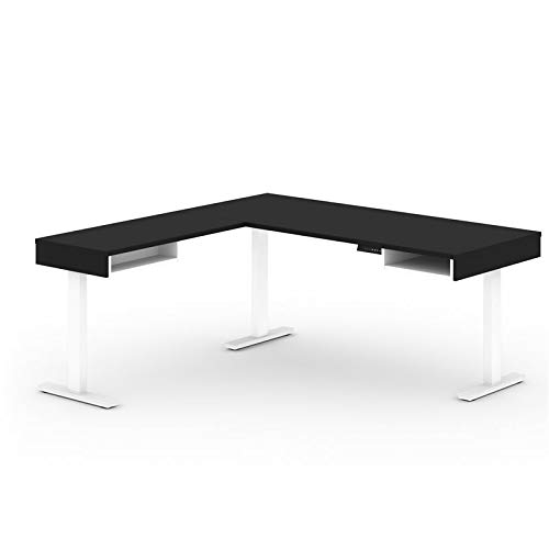 Atlin Designs 72 Inch L-Shaped Standing Desk - Adjustable Height Black & White Home Office Desk for Work from Home, Gaming & Study (Ergonomic Workspace Solution)