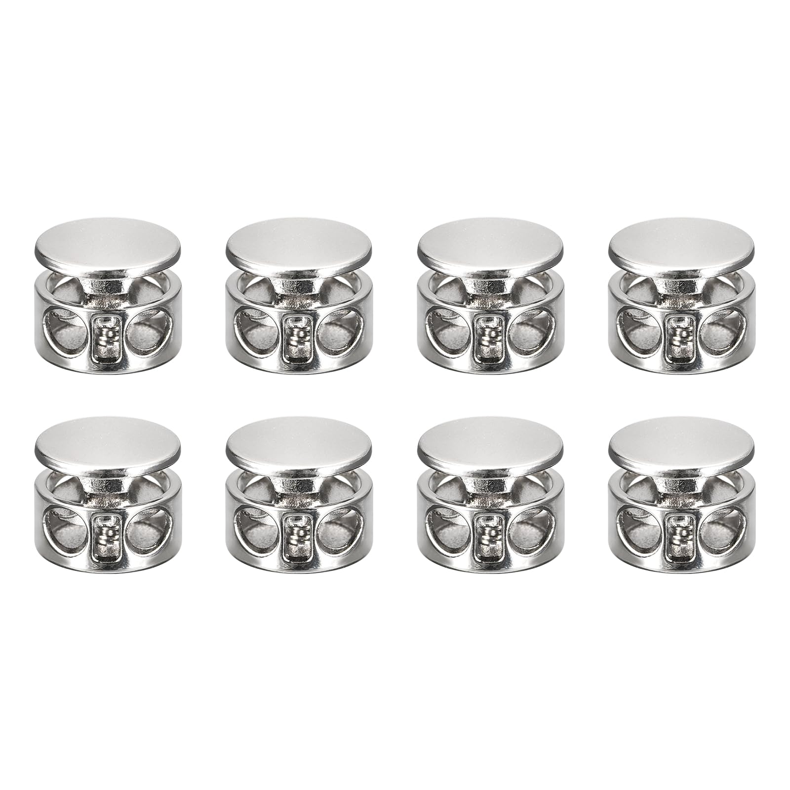 8Pcs Metal Cord Locks for Backpacks, Drawstrings & Lanyards - Silver White