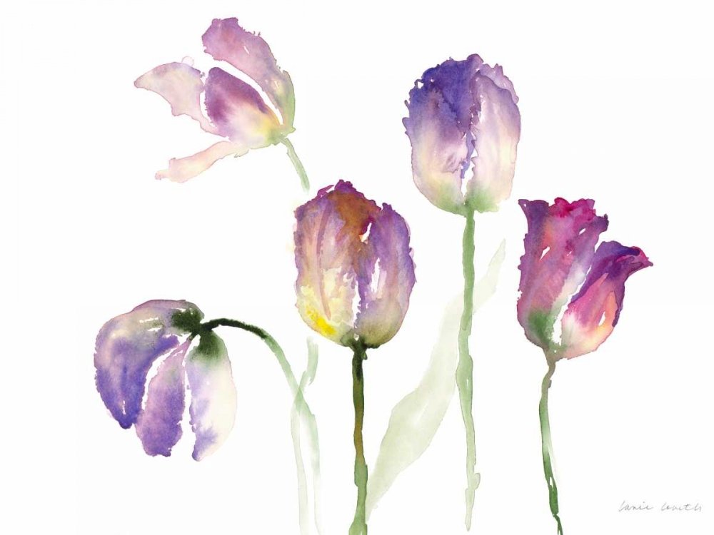 Lavender Hues Tulips II Floral Art Print by Lanie Loreth - 28x22 Inches Framed Wall Decor for Living Room, Bedroom & Office