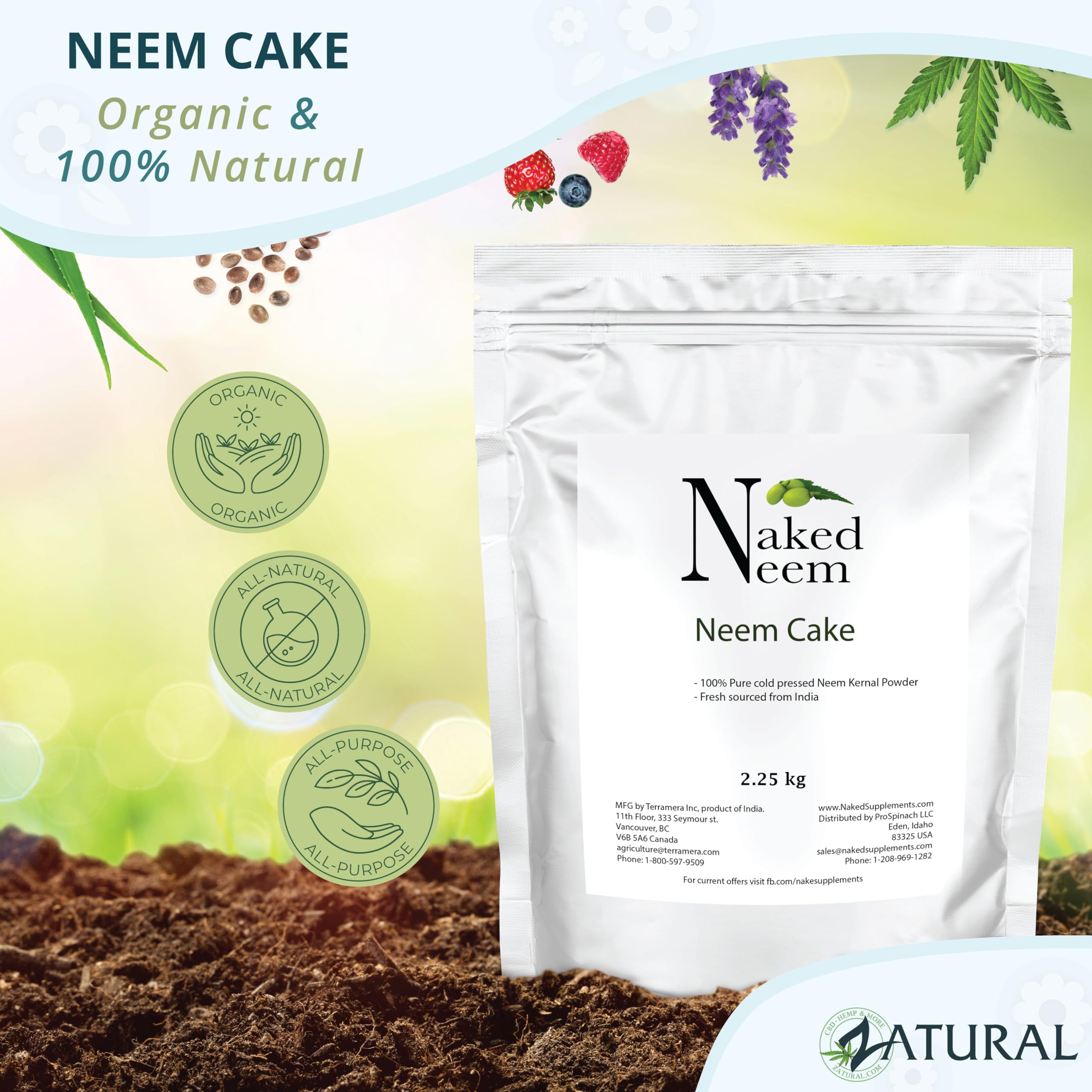 Organic Neem Cake Fertilizer 5 lb - Natural Plant Food for Vegetables, Flowers & Lawns - Ideal for Organic Gardening, Pest Control & Soil Enrichment