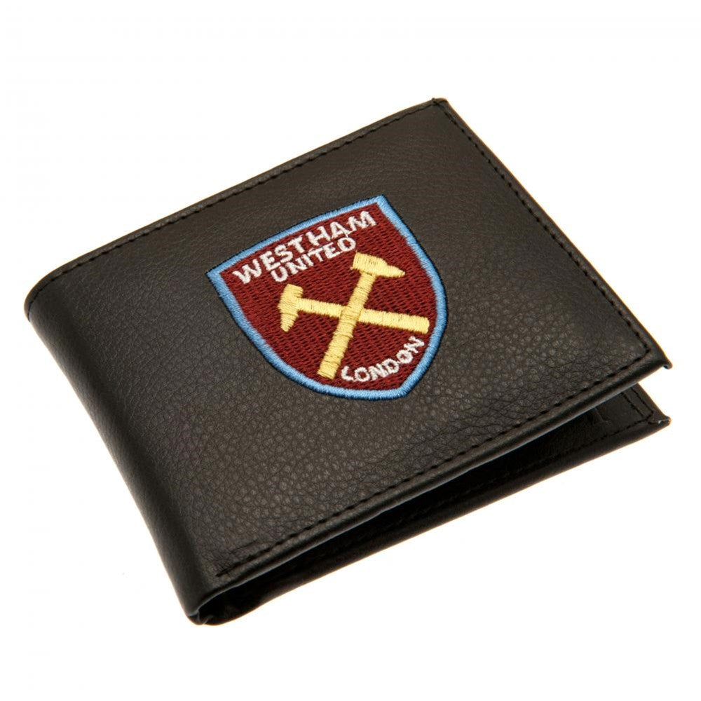 West Ham United FC Embroidered Leather Wallet for Men - Premium Bifold Credit Card Holder - Perfect Gift for Soccer Fans & Match Day Accessories