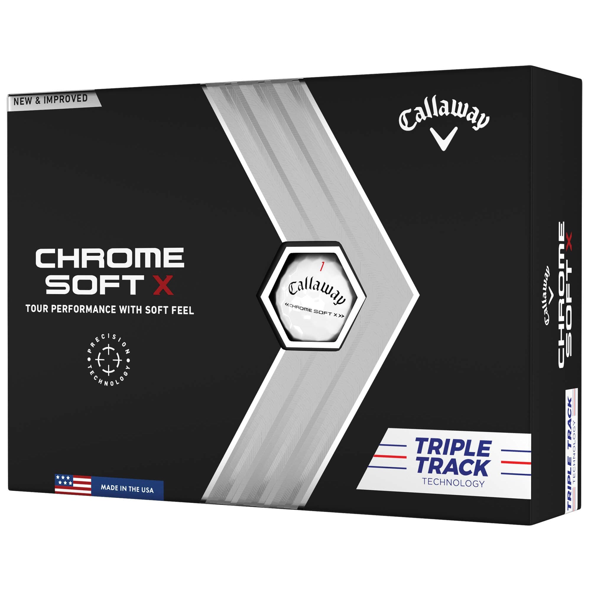 Callaway Chrome Soft X Golf Balls - Premium Tour Performance, Low Spin & High Trajectory (12 Pack/Dozen) | Perfect for Competitive Play & Long-Distance Shots