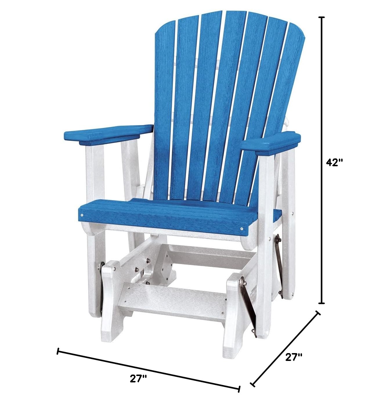 American Furniture Classics Fan Back Glider Rocking Chair - Blue Outdoor Patio Swing for Porch, Garden & Backyard Relaxation