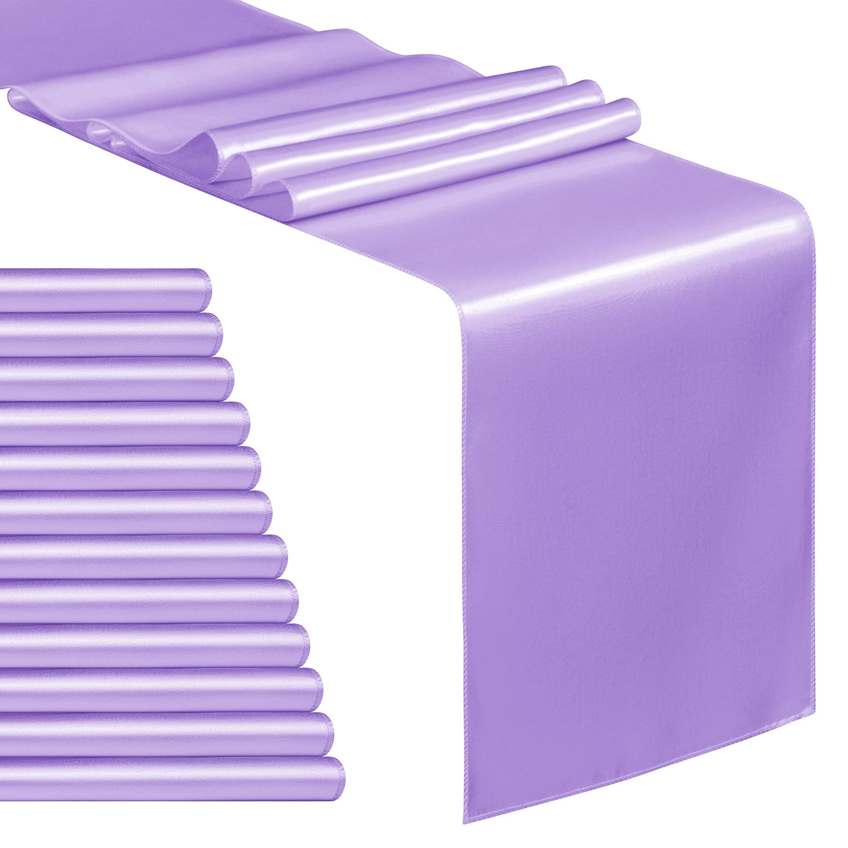 12-Pack Lavender Satin Table Runners 12 x 108 Inch - Elegant Long Table Decor for Weddings, Birthday Parties, Banquets, Graduations & Engagements - Perfect for Dining Tables, Buffets, and Event Centerpieces