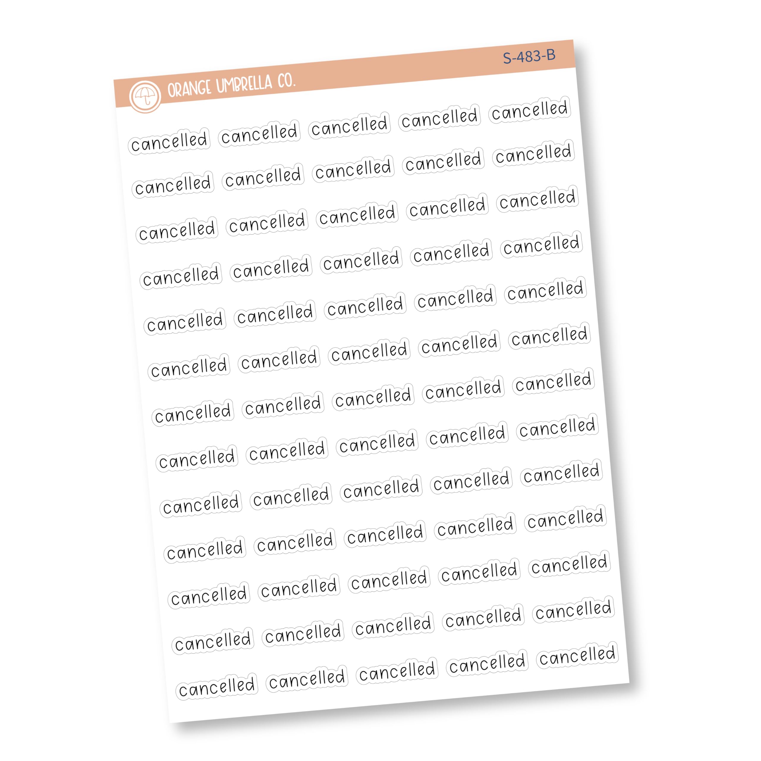 Julie's Plans Script 'Cancelled' Planner Stickers - Colorful Printed Labels for Organizers & Planners (JF S-483-B) - Perfect for Bullet Journals, Calendars & Productivity Planning