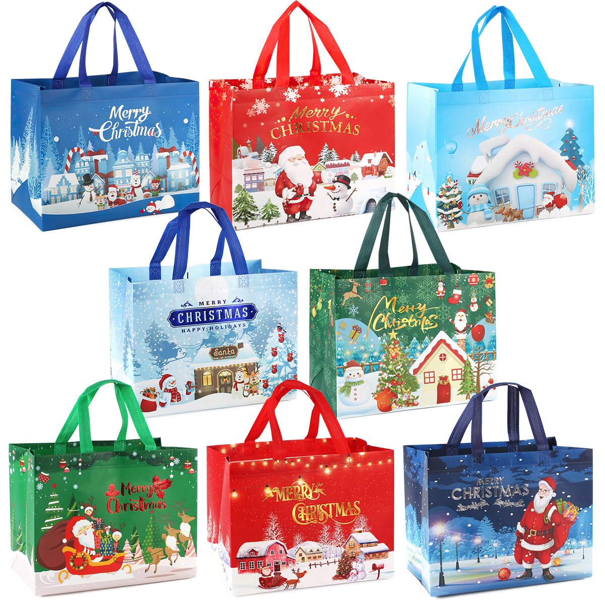 PARSUP Multifunctional Non-Woven Christmas Gift Bags with Handles - Holiday Party Favor Bags, Xmas Present Wrapping & Shopping Bags for Christmas Parties, Gift Exchanges & Holiday Decorations