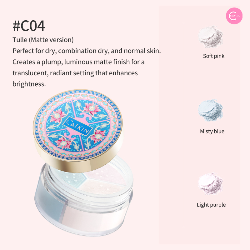 CATKIN Three Color Hibiscus Loose Powder - Long Lasting Oil Control & Pore Minimizing Face Makeup | Perfect for Daily Wear & Special Occasions