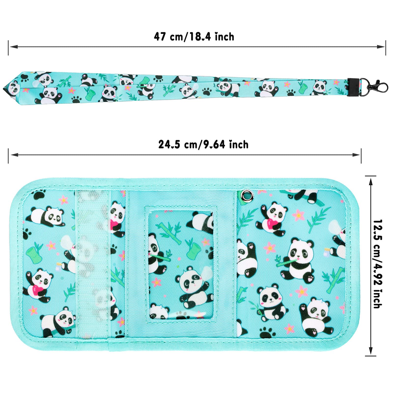 Cute Panda Kids Wallet for Girls Ages 4-10 - Small Toddler Wallet with Adjustable Lanyard (Green Teal) - Perfect for School, Travel & Birthday Gifts