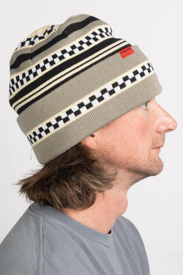 2025 Fashion Corduroy Check Stripe Beanie Hat for Men & Women - Stone Grey - Winter Warm Knit Cap for Outdoor Activities & Casual Wear