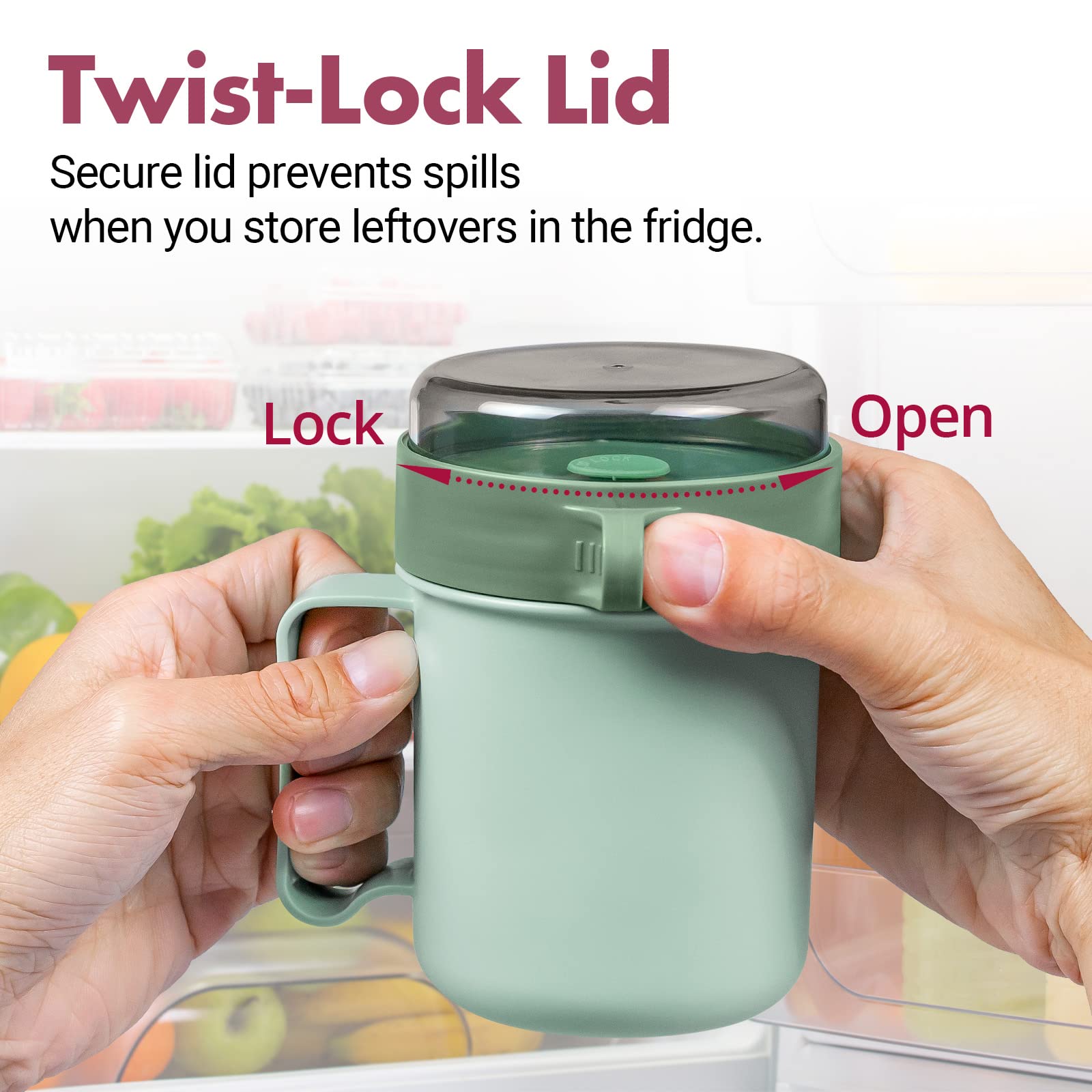 Chiir Microwave Safe Soup Mugs with Lids - 17.63oz Green BPA-Free Soup Cup for Ramen, Noodles, Beverages & Hot Drinks - Perfect for Office Lunch, College Dorm & Quick Meals