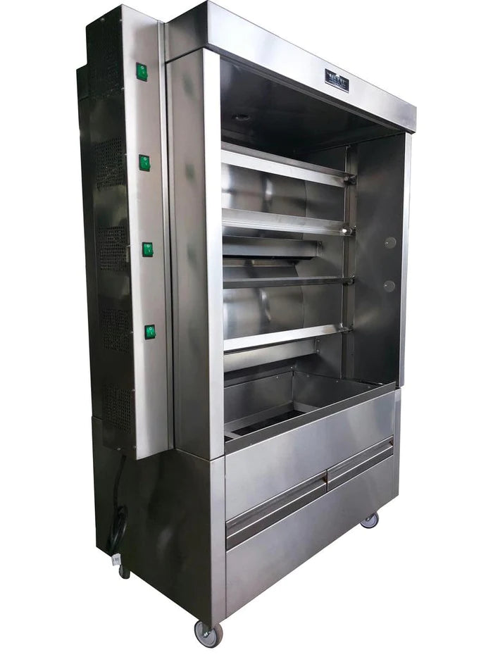 AMTPO Commercial Gas Chicken Rotisserie - Heavy Duty 20 Chickens Capacity for Restaurants & Catering - Perfect for BBQ, Buffets & Large Events