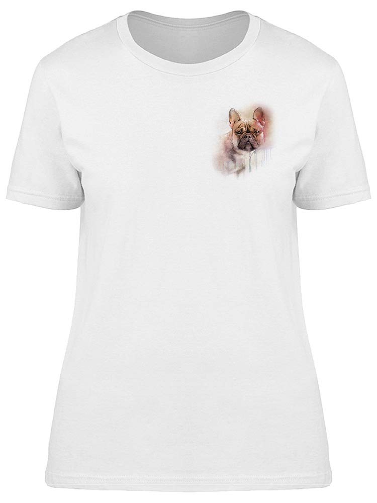 Smartprints Women's White French Bulldog Watercolor T-Shirt - Soft Cotton Casual Tee for Everyday Wear, Gifts & Dog Lovers