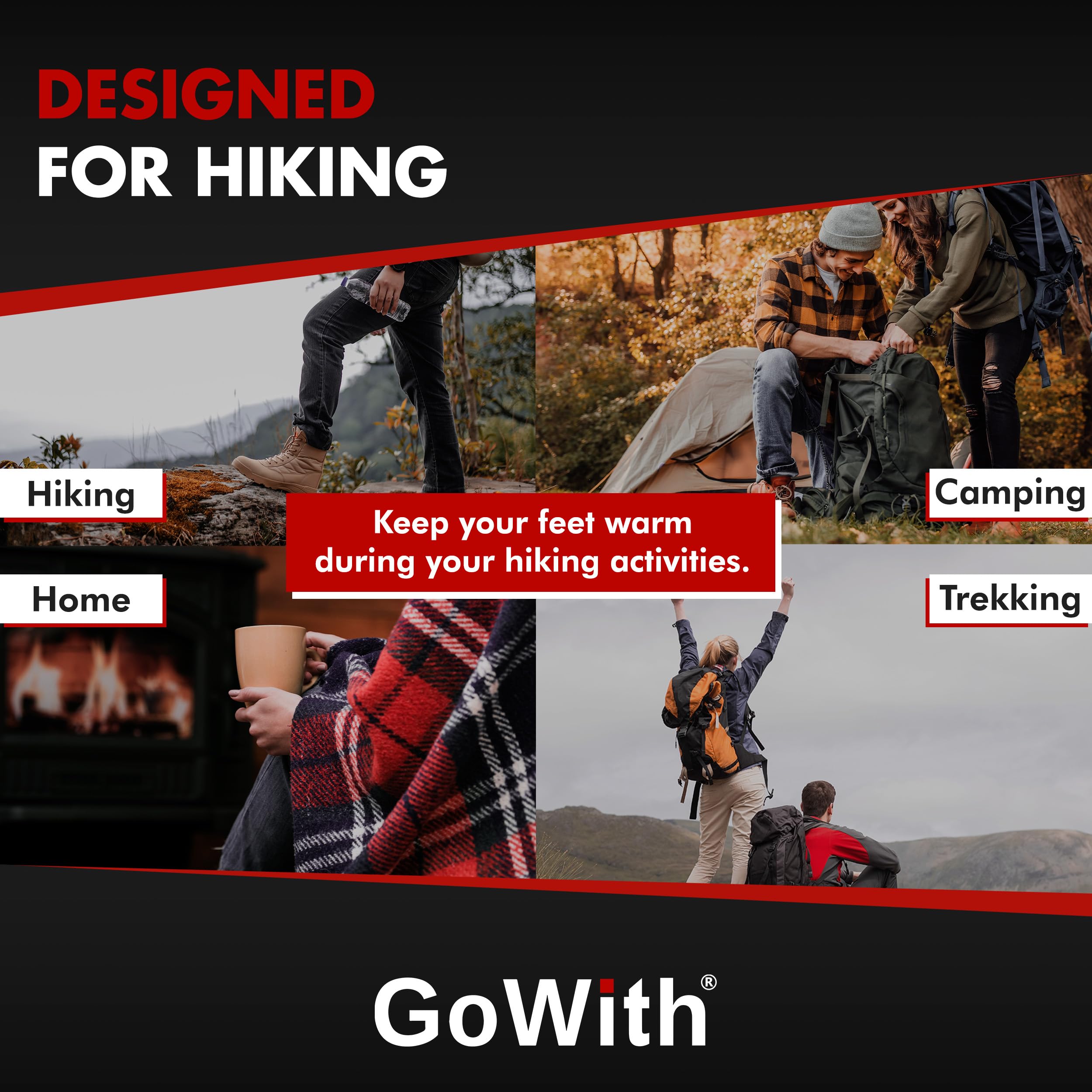 GoWith Alpaca Wool Low-Cut Hiking Socks for Men & Women - Cushioned Terry Warm Thermal Thick Merino Blend Socks for Camping, Trekking & Outdoor Adventures