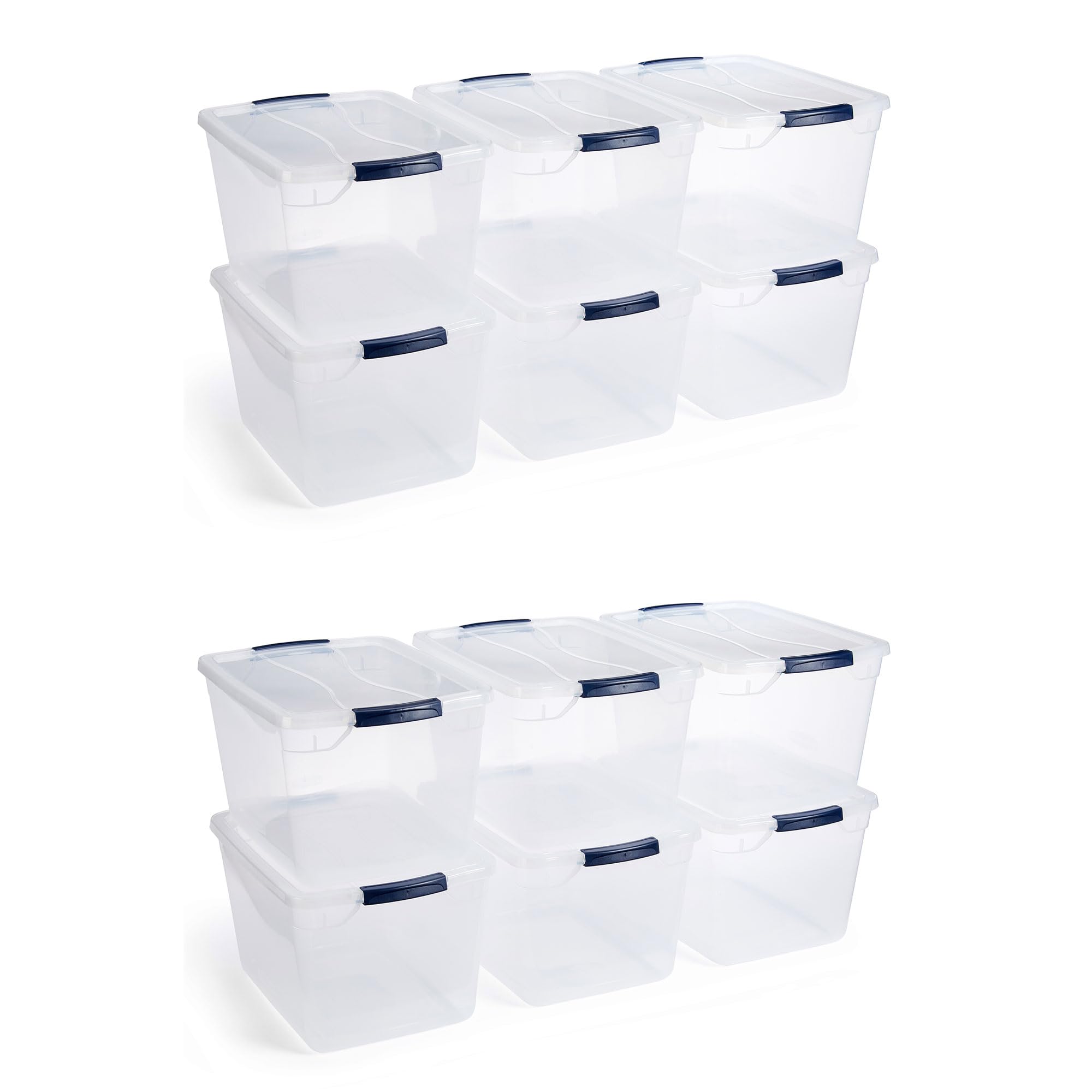 Rubbermaid CleverStore 32 Qt Clear Plastic Storage Containers - 12 Pack Stackable Bins with Secure Latching Lids for Home Organization | Perfect for Closet, Laundry Room, Pantry & Garage Storage | Durable Visible Storage Solution