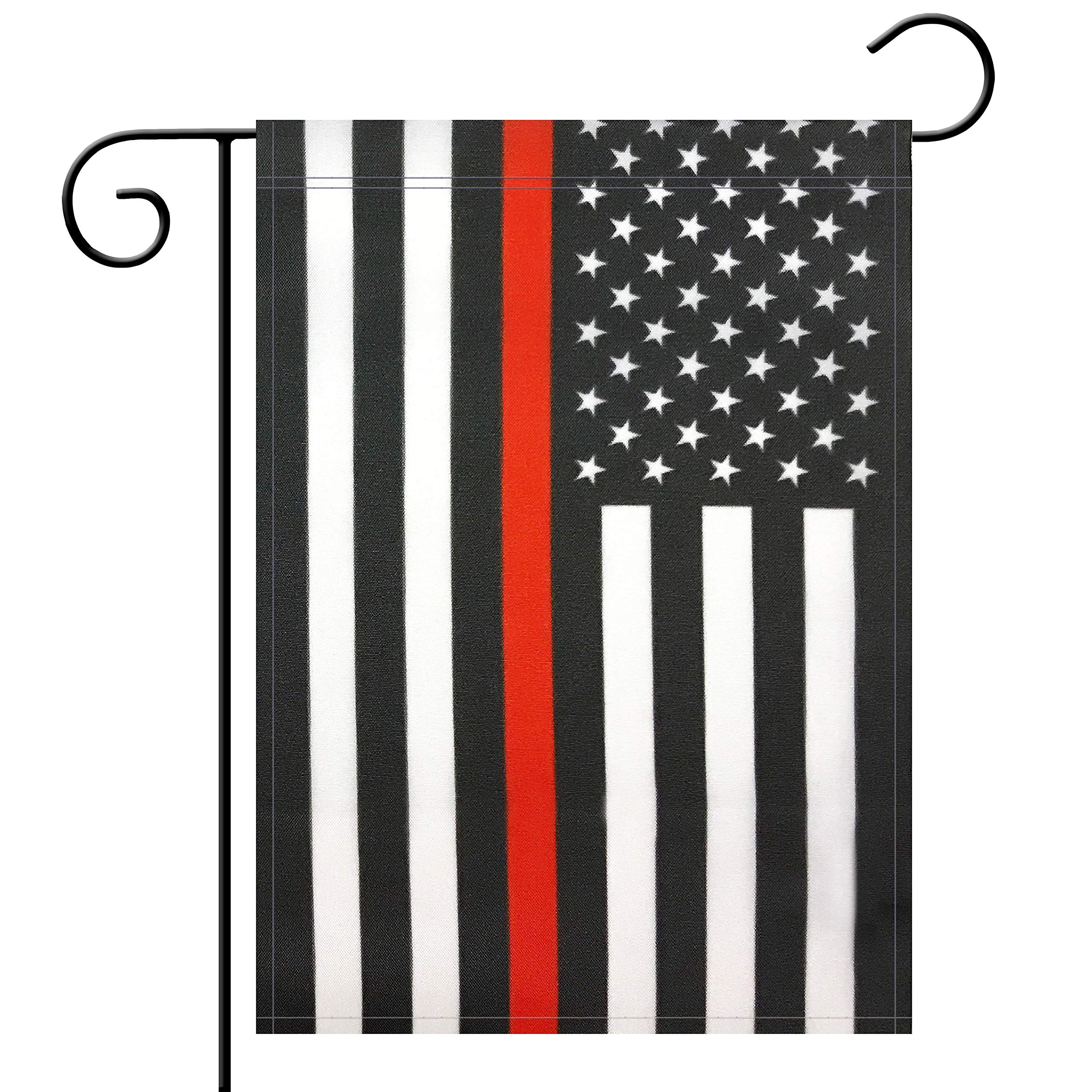 Thin Red Line Firefighter Garden Flag - Double-Sided Firemen Decoration for Indoor & Outdoor Use - Perfect for Firefighter Parties, Parades & Patriotic Events