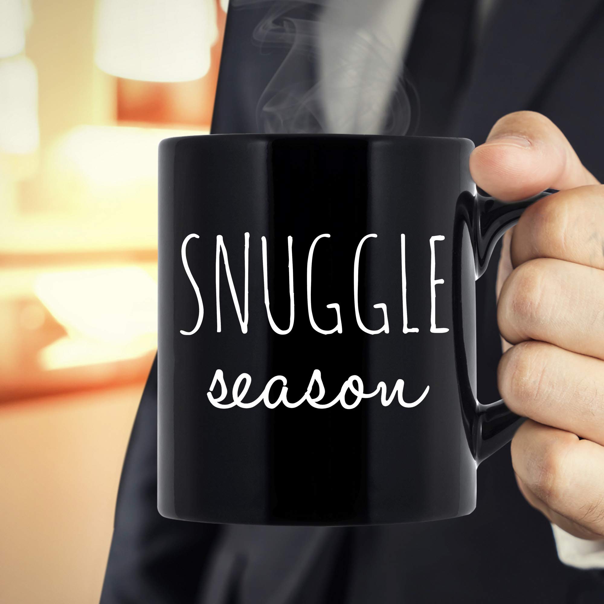 Snuggle Season Funny Coffee Mug - 11 oz Black Insulated Coffee Cup for Women & Men | Perfect Gift for Christmas, Office, Home Use | Cute & Cool Coffee Gifts for Couples, Friends