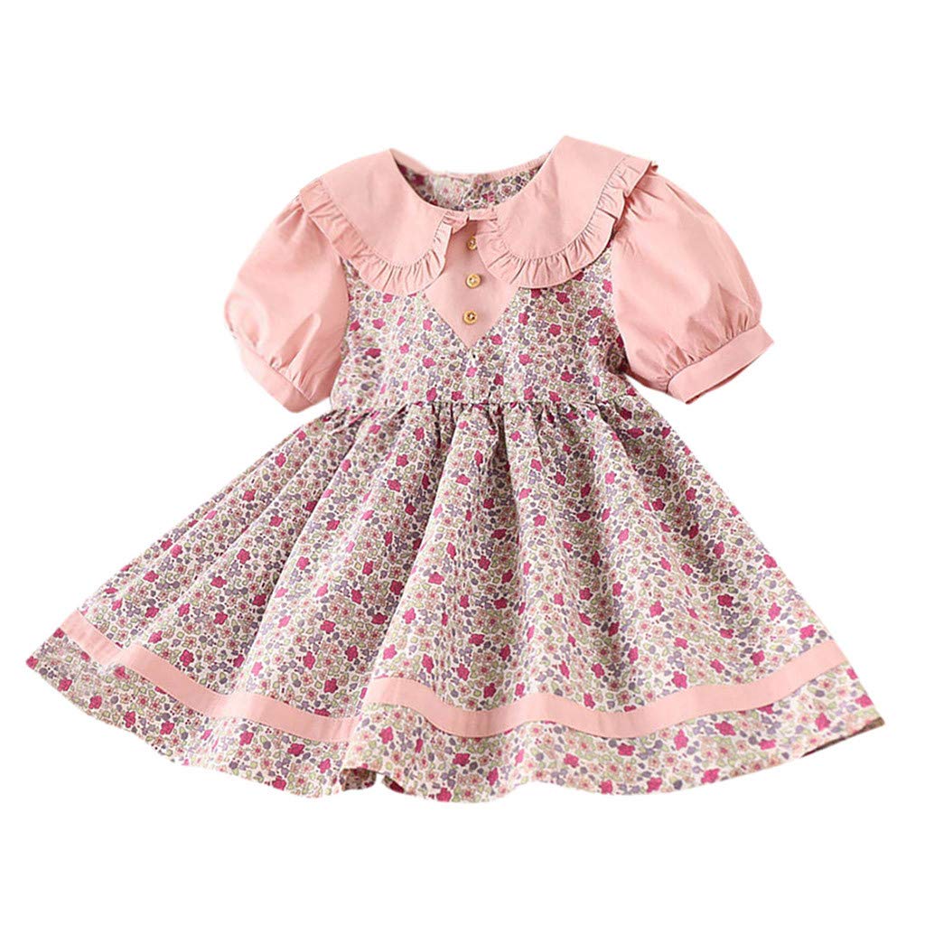 Toddler Girls' Floral Peter Pan Collar Princess Dress for Special Occasions | Birthday Party, Flower Girl, Easter & Holiday Outfit